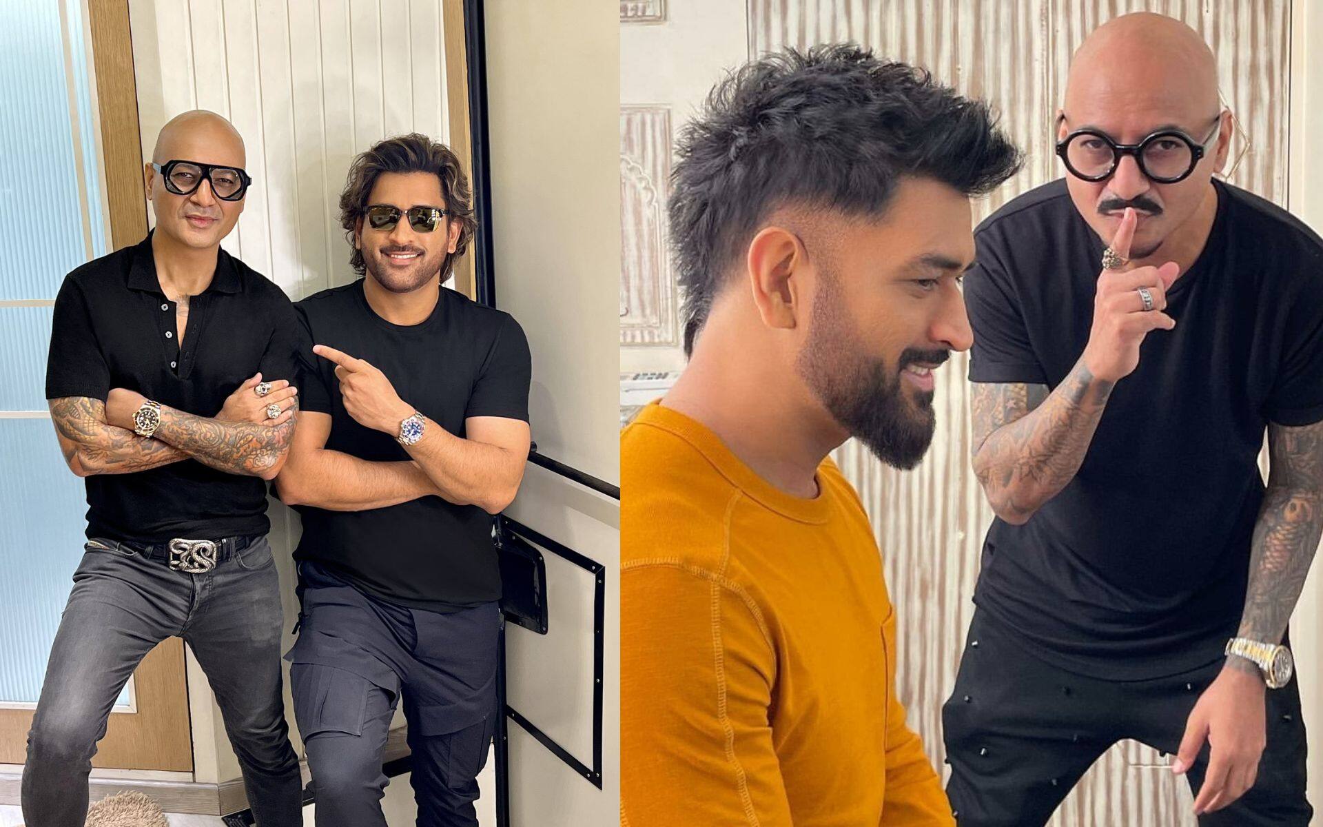 Virat Kohli's hairstylist Aalim Hakim with MS Dhoni [X.com]