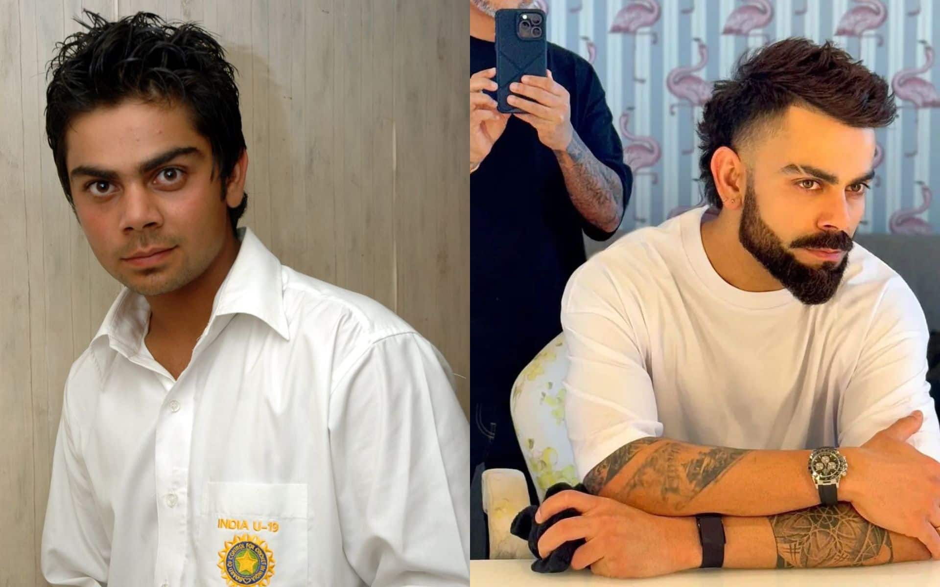 Virat Kohli's hair transformation from his teen years to 2024. [X.com]
