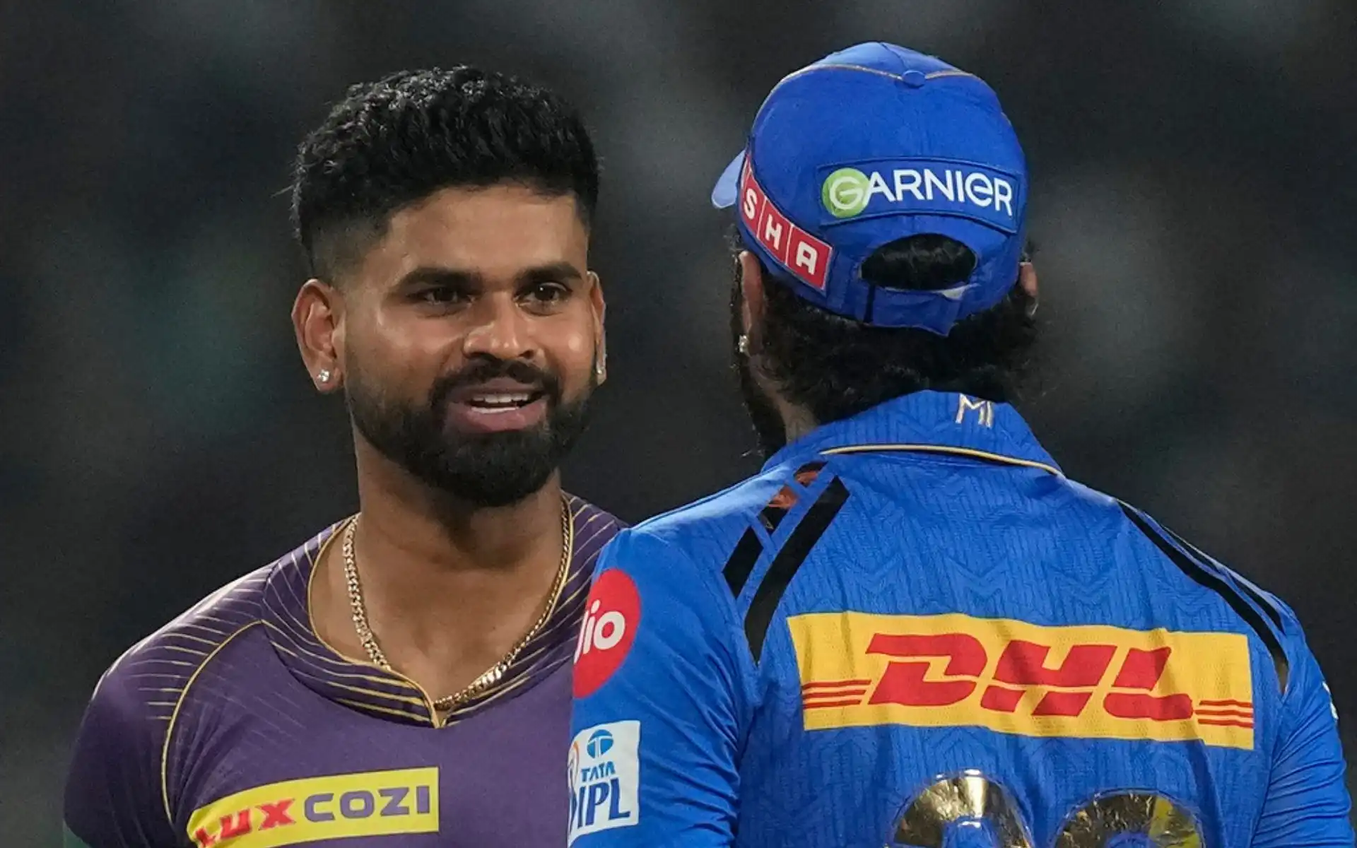 Shreyas Iyer celebrating a Mumbai Indians wicket with KKR teammates (AP)