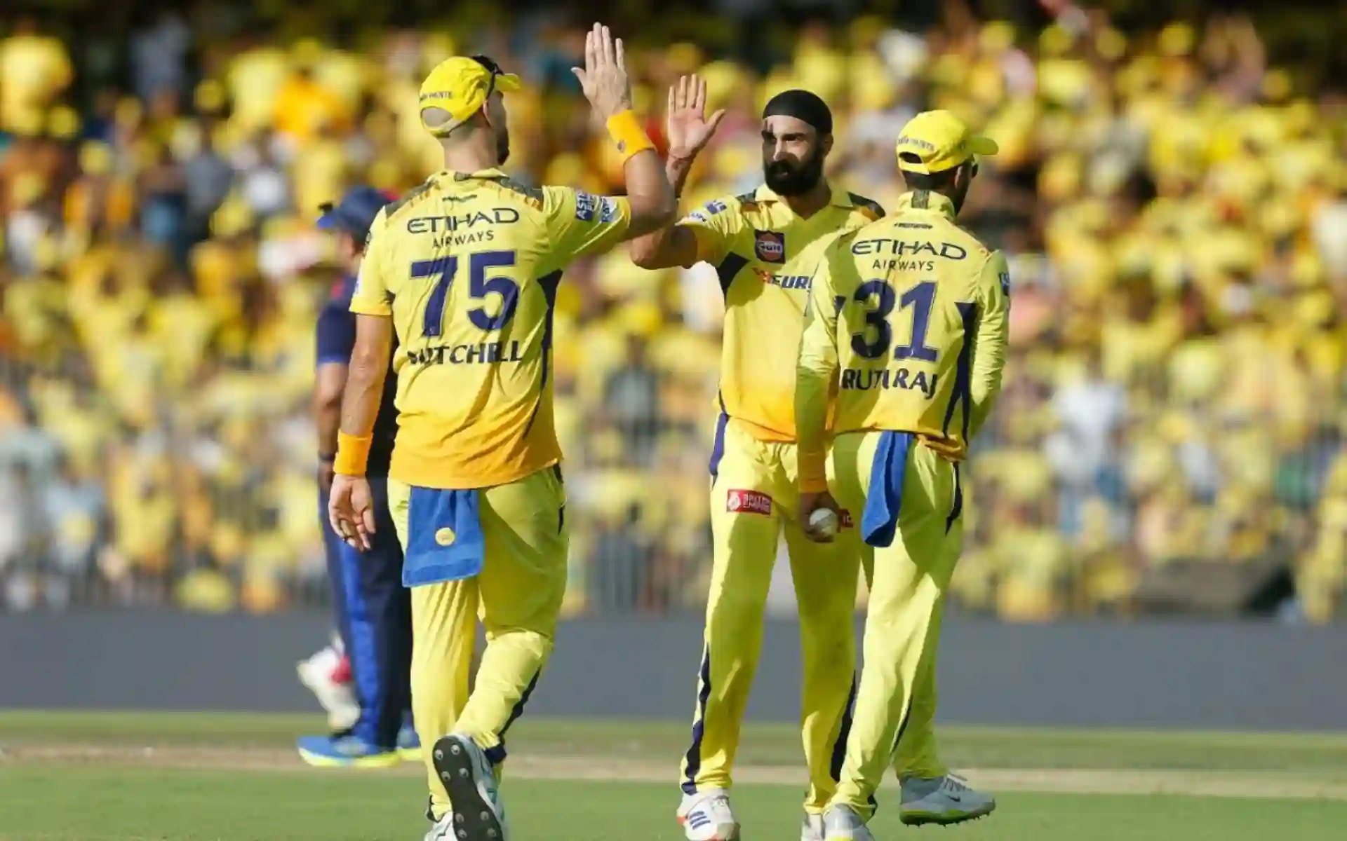 Simarjeet Singh celebrating a Rajasthan Royals wicket (AP)