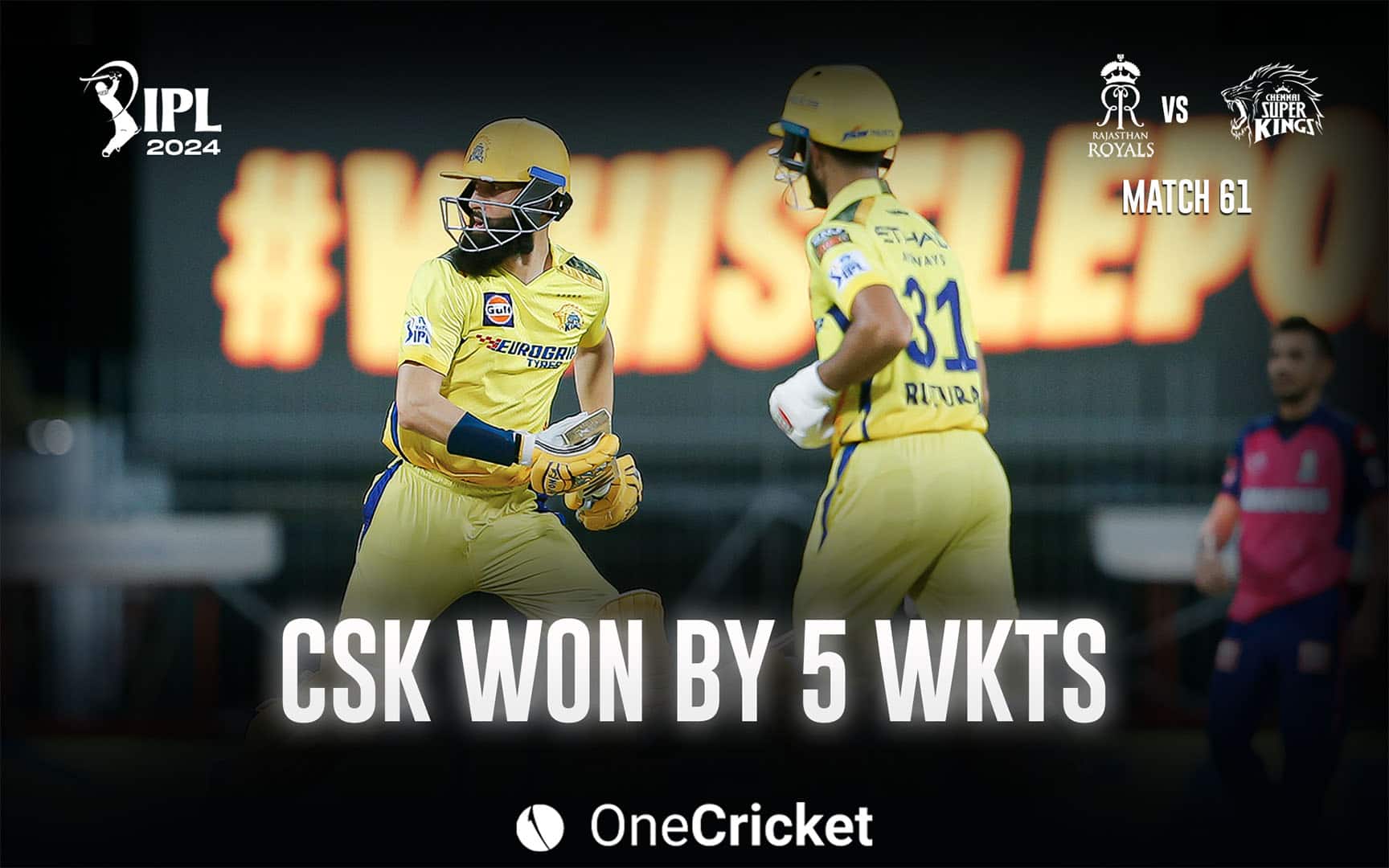 CSK won by 5 wickets [OneCricket]
