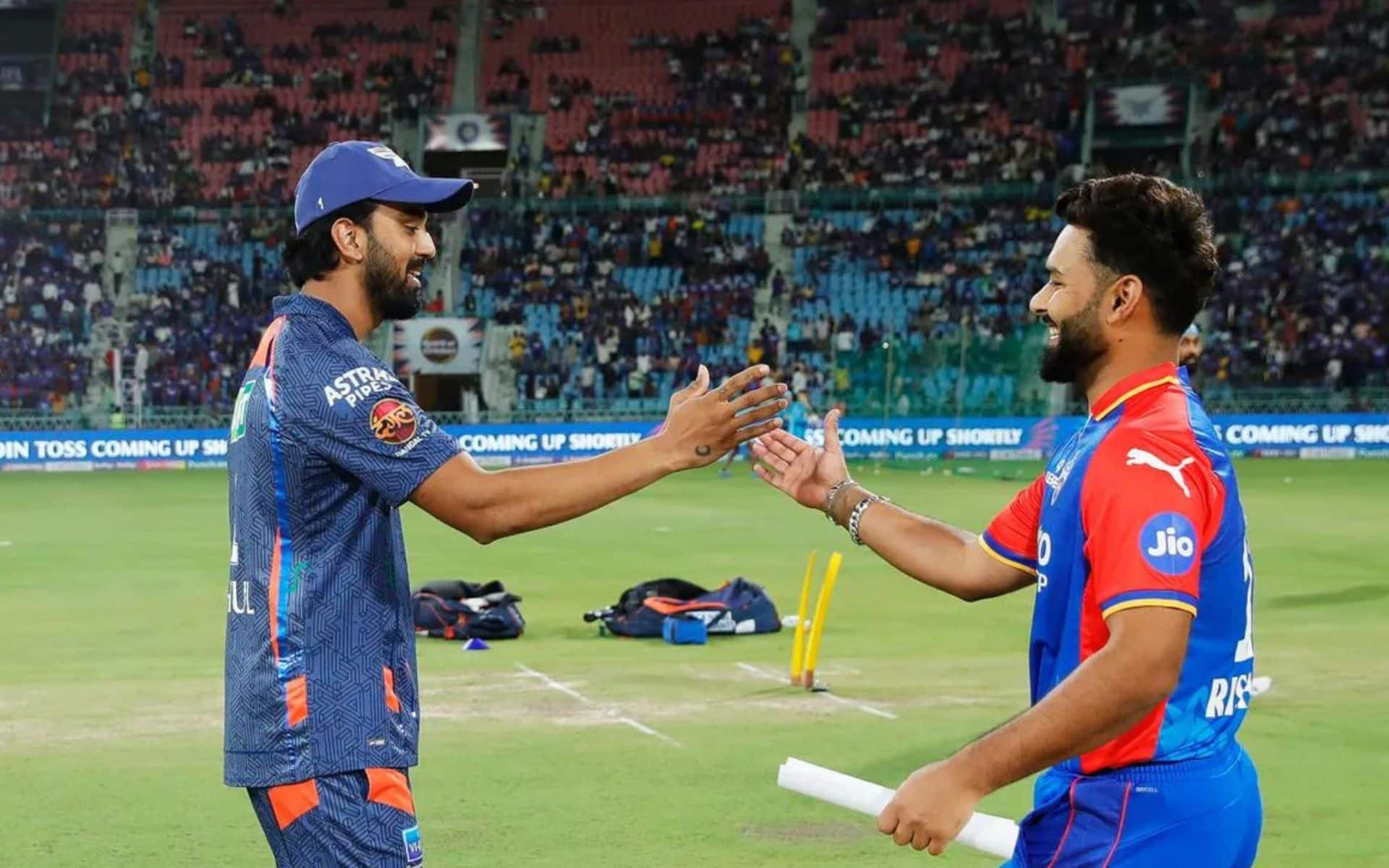 KL Rahul and Rishabh Pant during toss in IPL 2024 [iplt20.com]