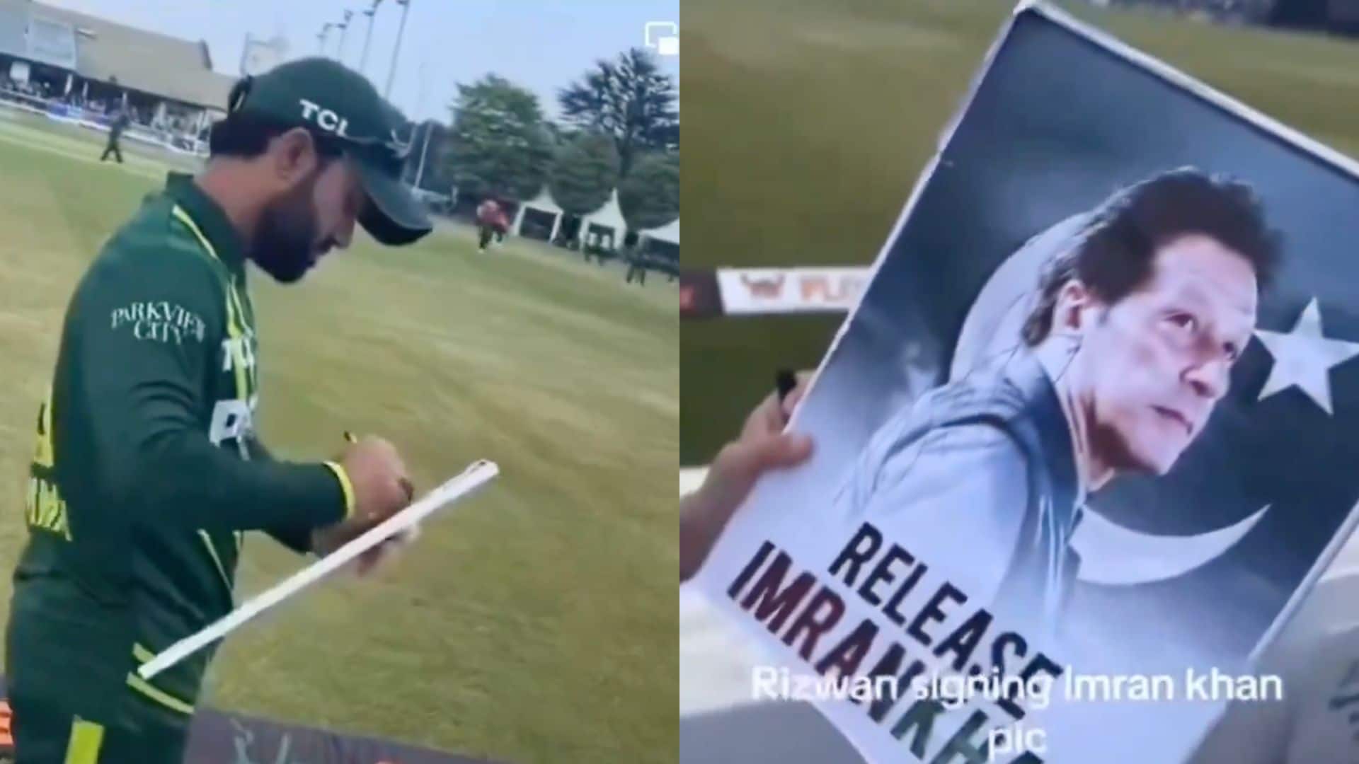 Mohammad Rizwan signing the poster [X.com]