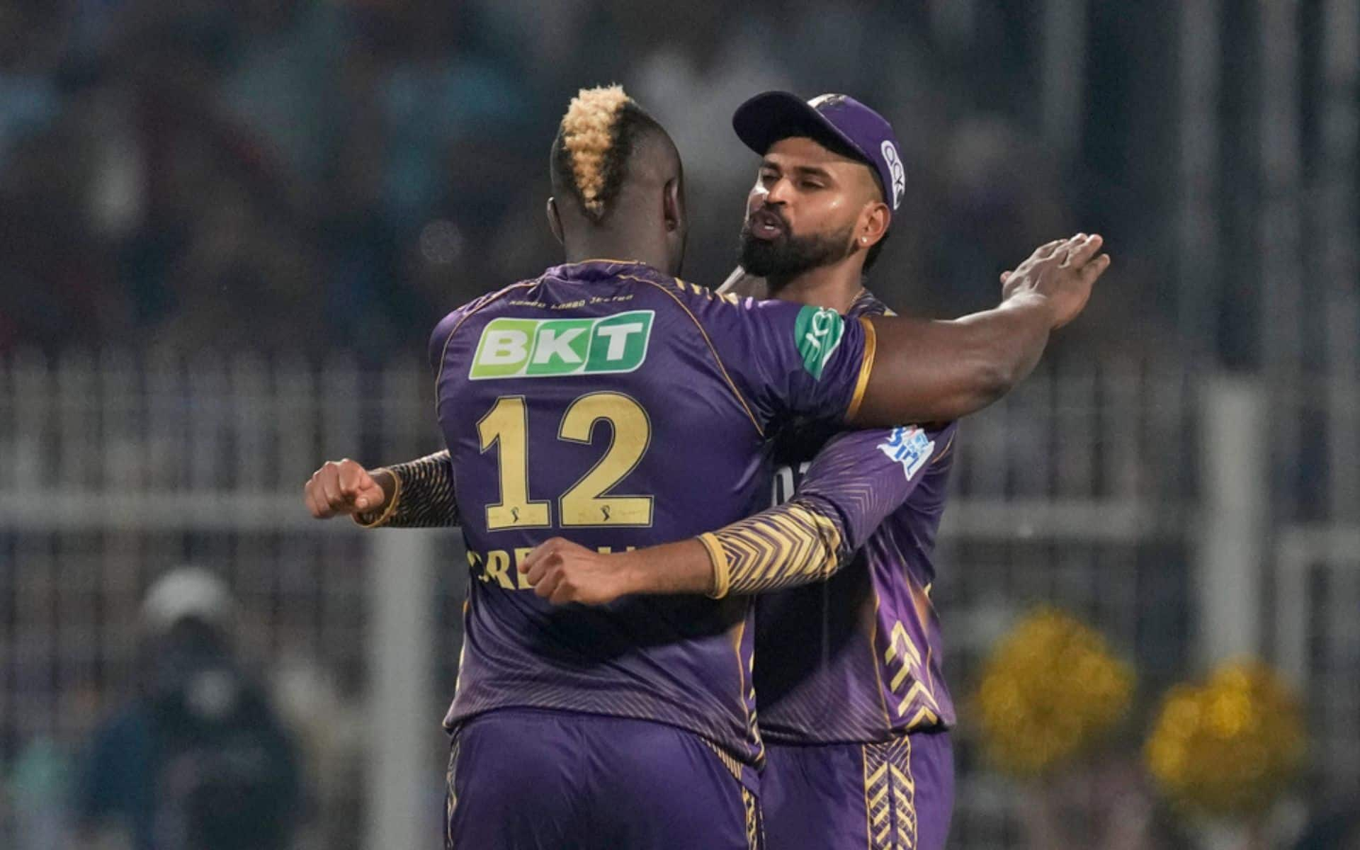 Shreyas Iyer hugging Andre Russell (AP)