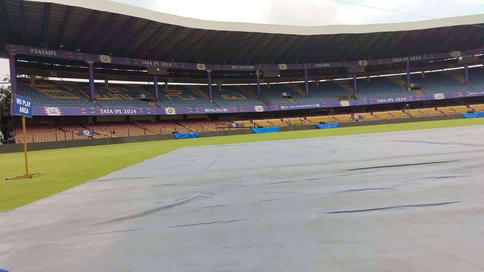 Chinnaswamy pitch ground under covers, today (X) 