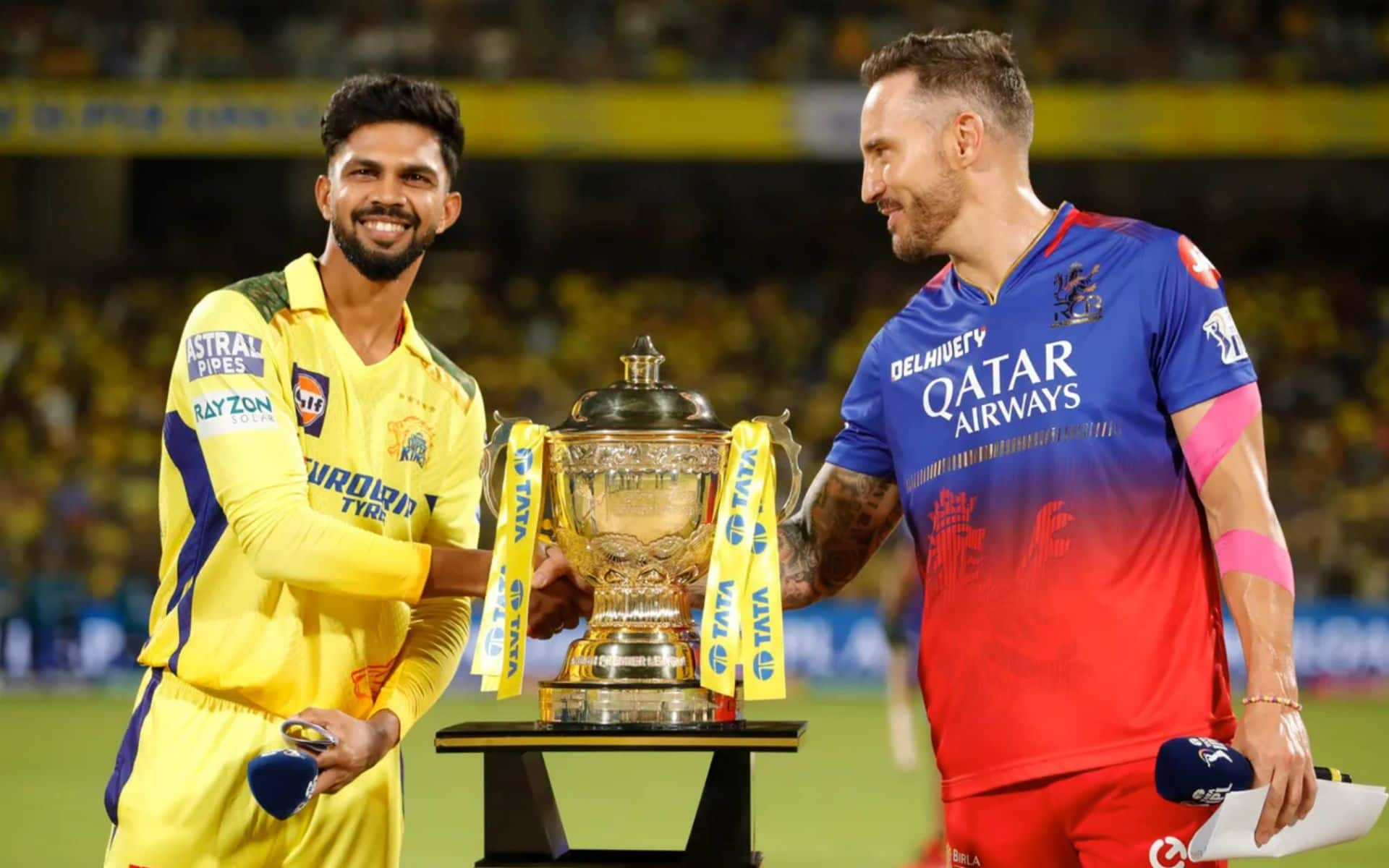 Ruturaj Gaikwad, Faf du Plessis shaking hands during IPL 2024 (BCCI)