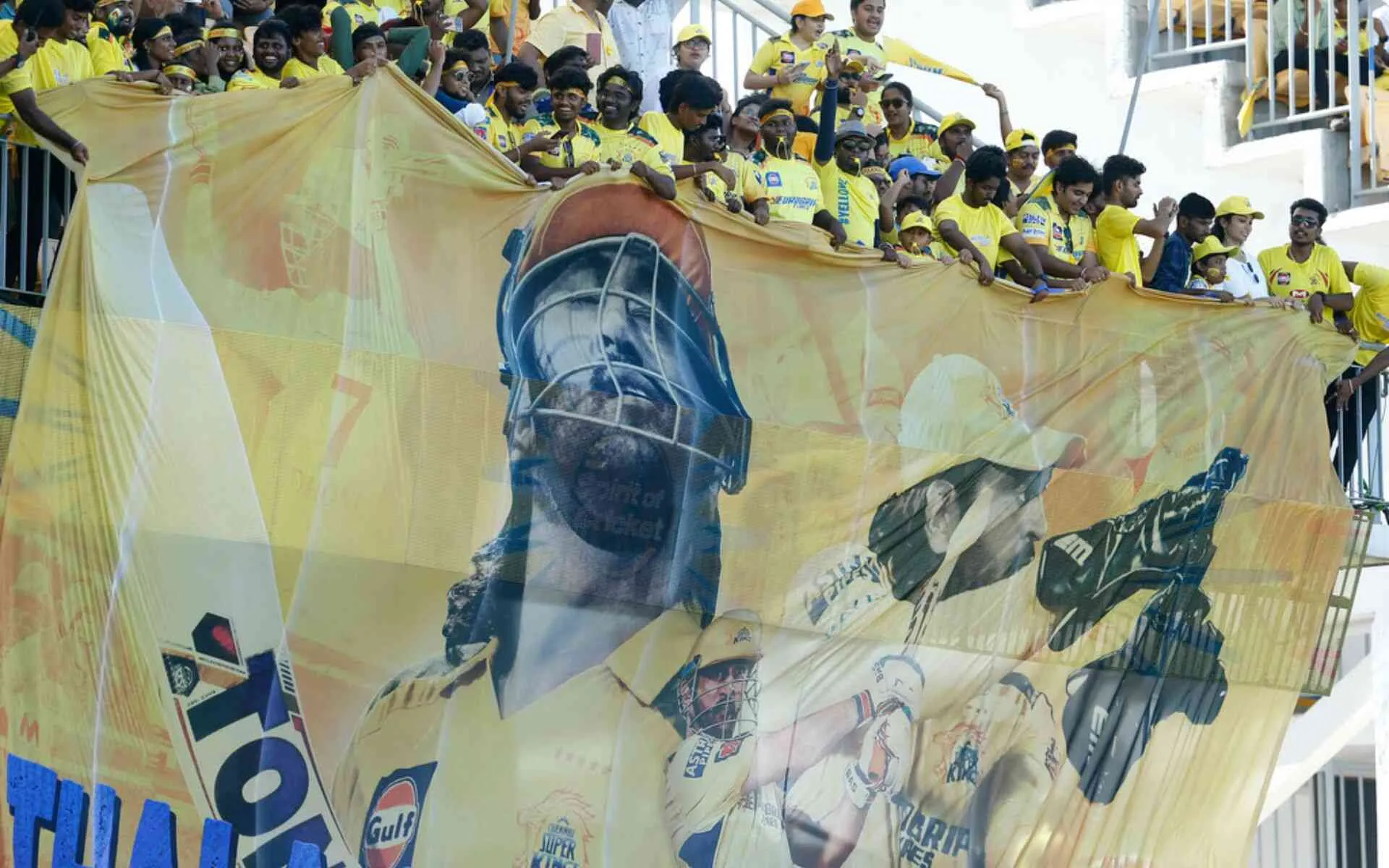 MS Dhoni's poster by CSK fans (AP Photos)