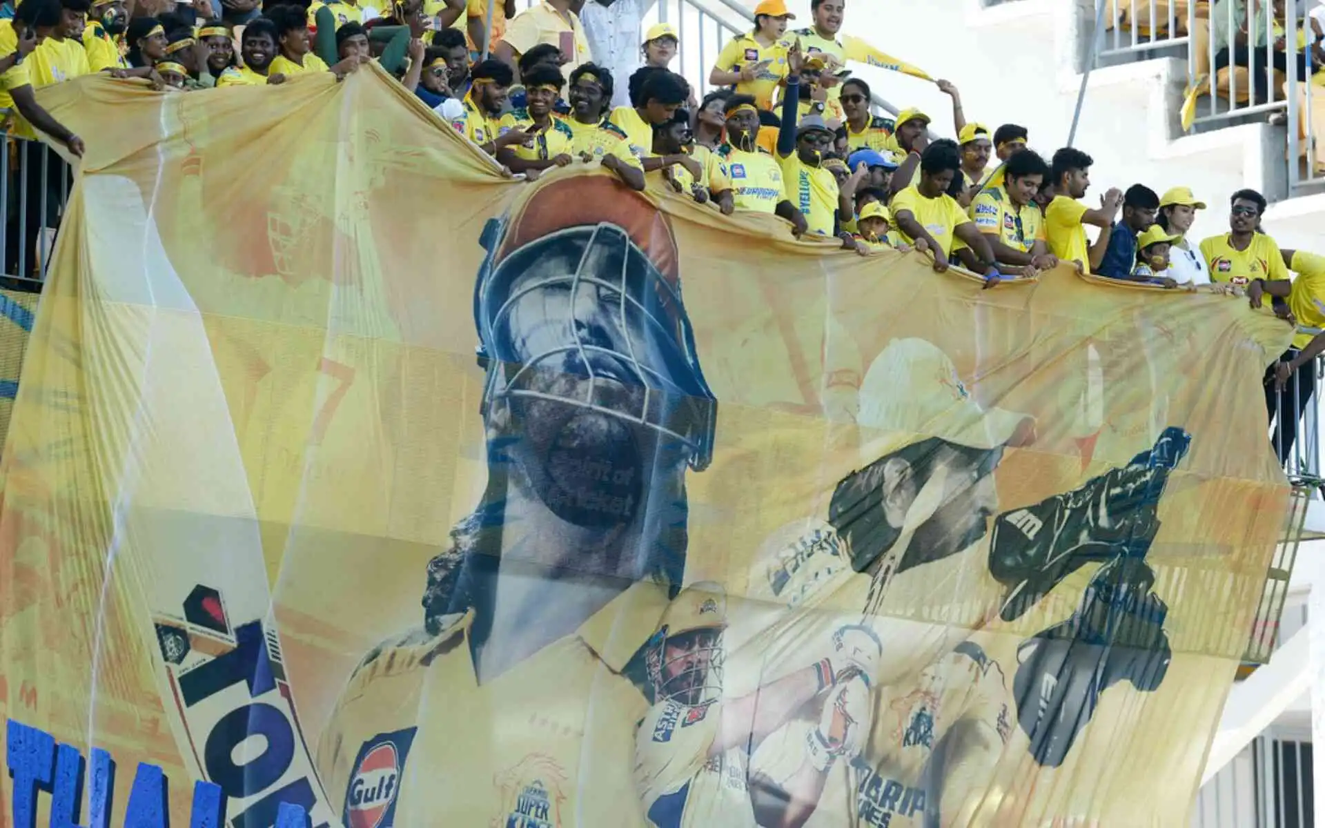 MS Dhoni's poster by CSK fans (AP Photos)