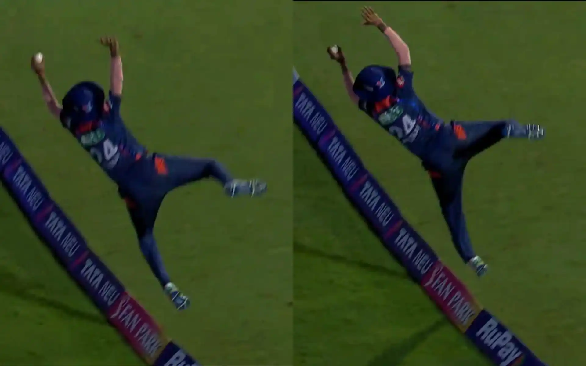 Krunal Pandya saving a certain six (X.com)