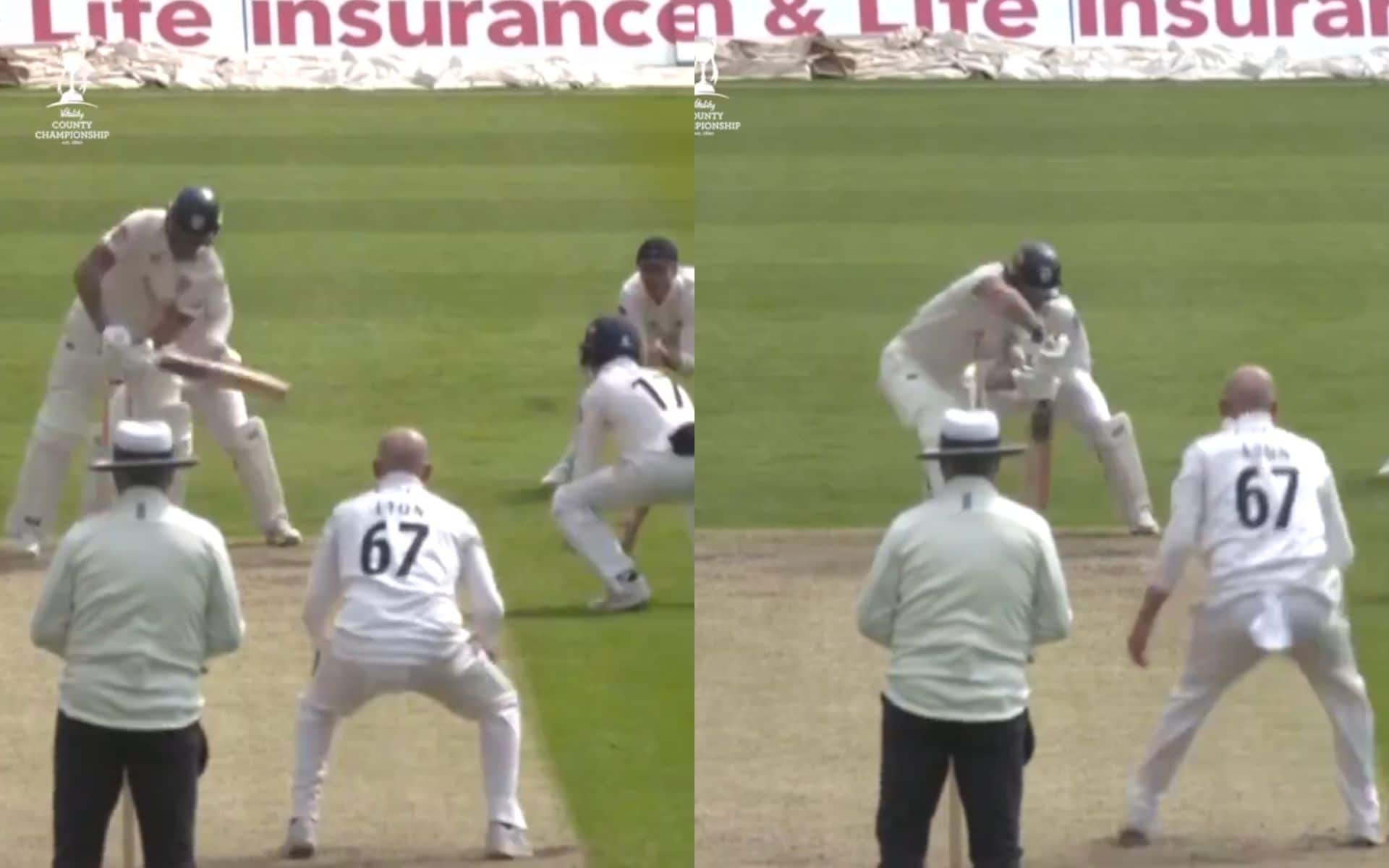 Nathan Lyon's face off with Ben Stokes in English County championship (X.com)