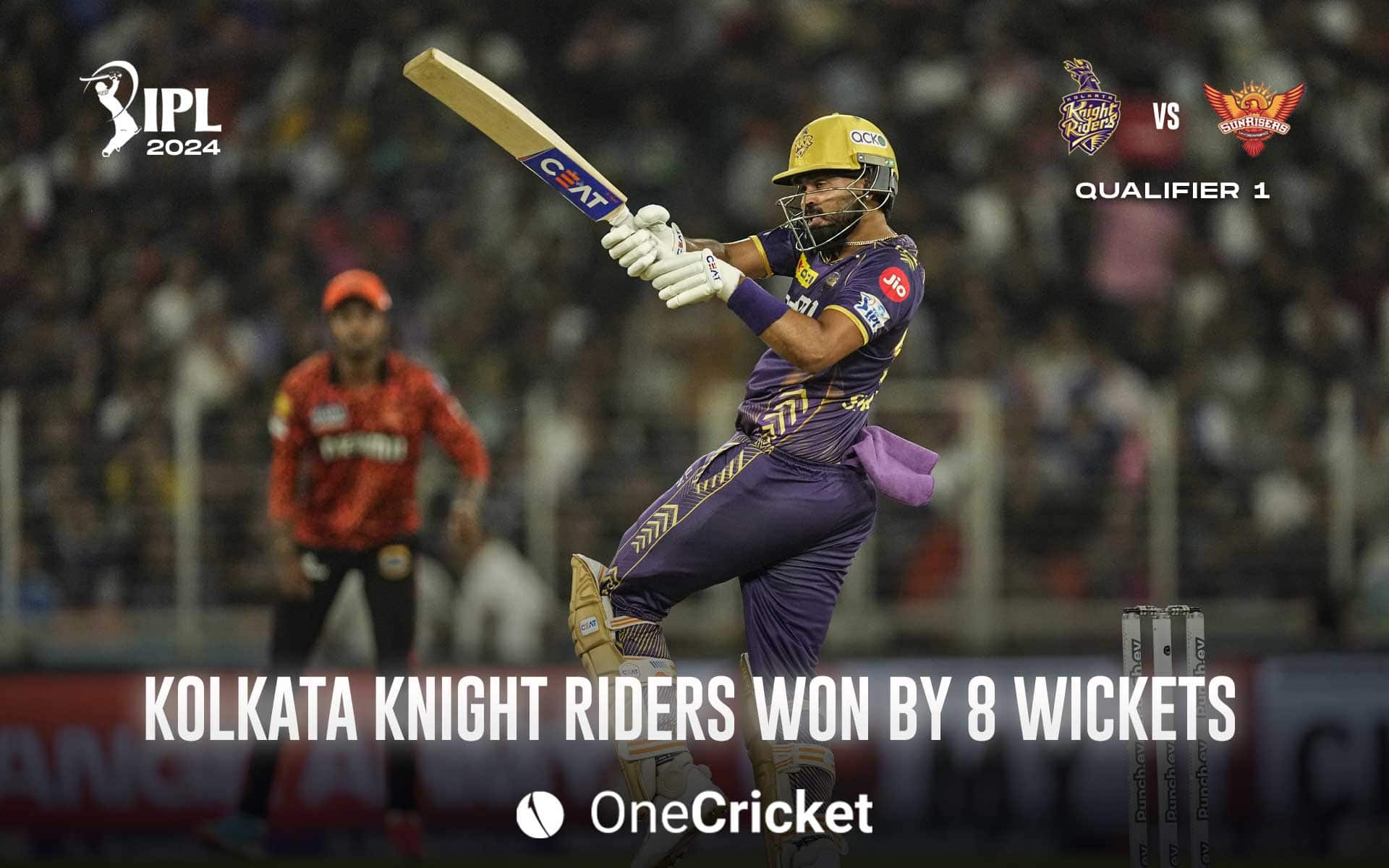 KKR win by 8 wickets 
