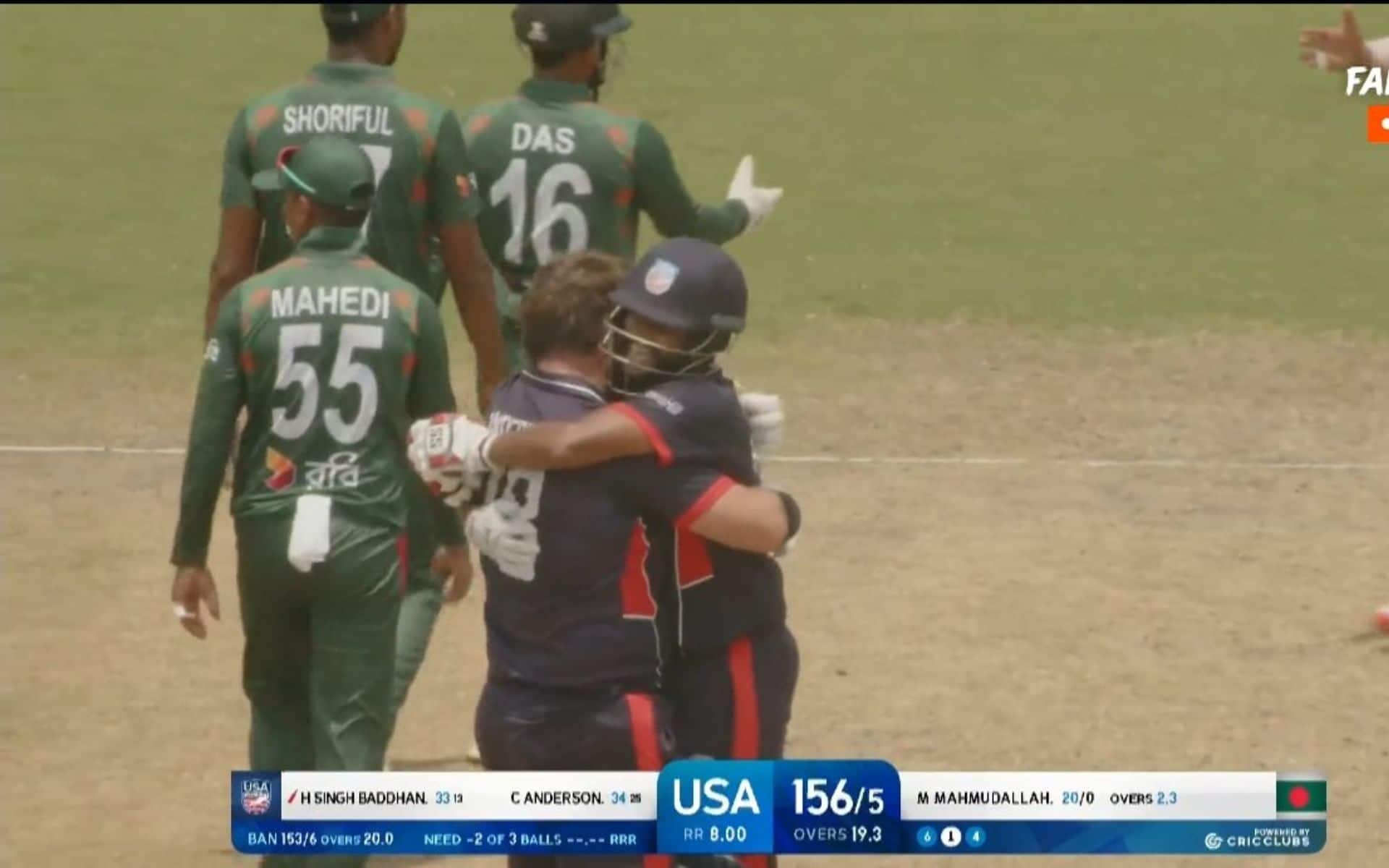 USA celebrate 5-wicket victory against Bangladesh in 3-game T20I series (X.com)