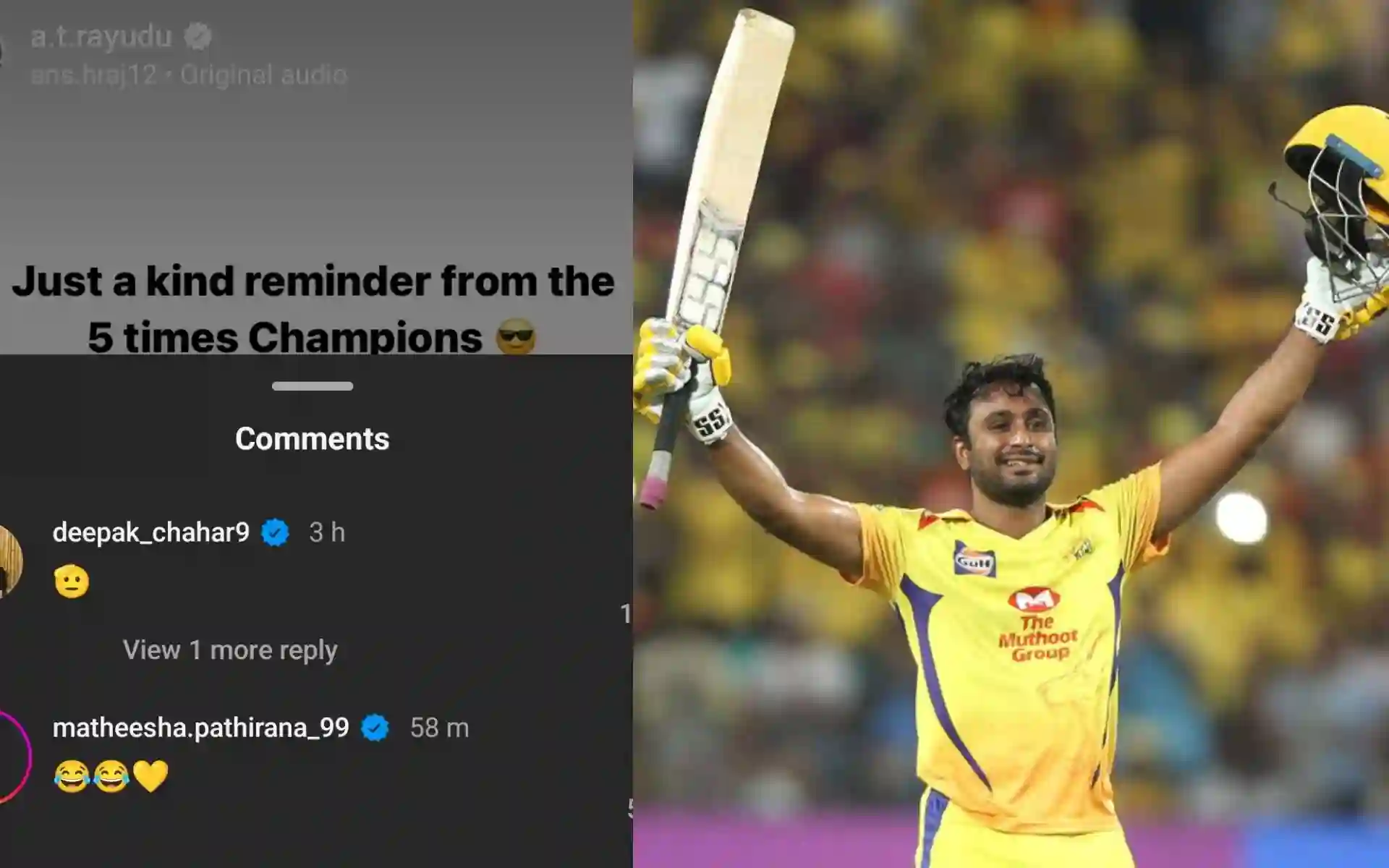 Deepak Chahar, Pathirana Joins Rayudu's Mocking Spree As RCB Eliminated Out Of IPL 2024