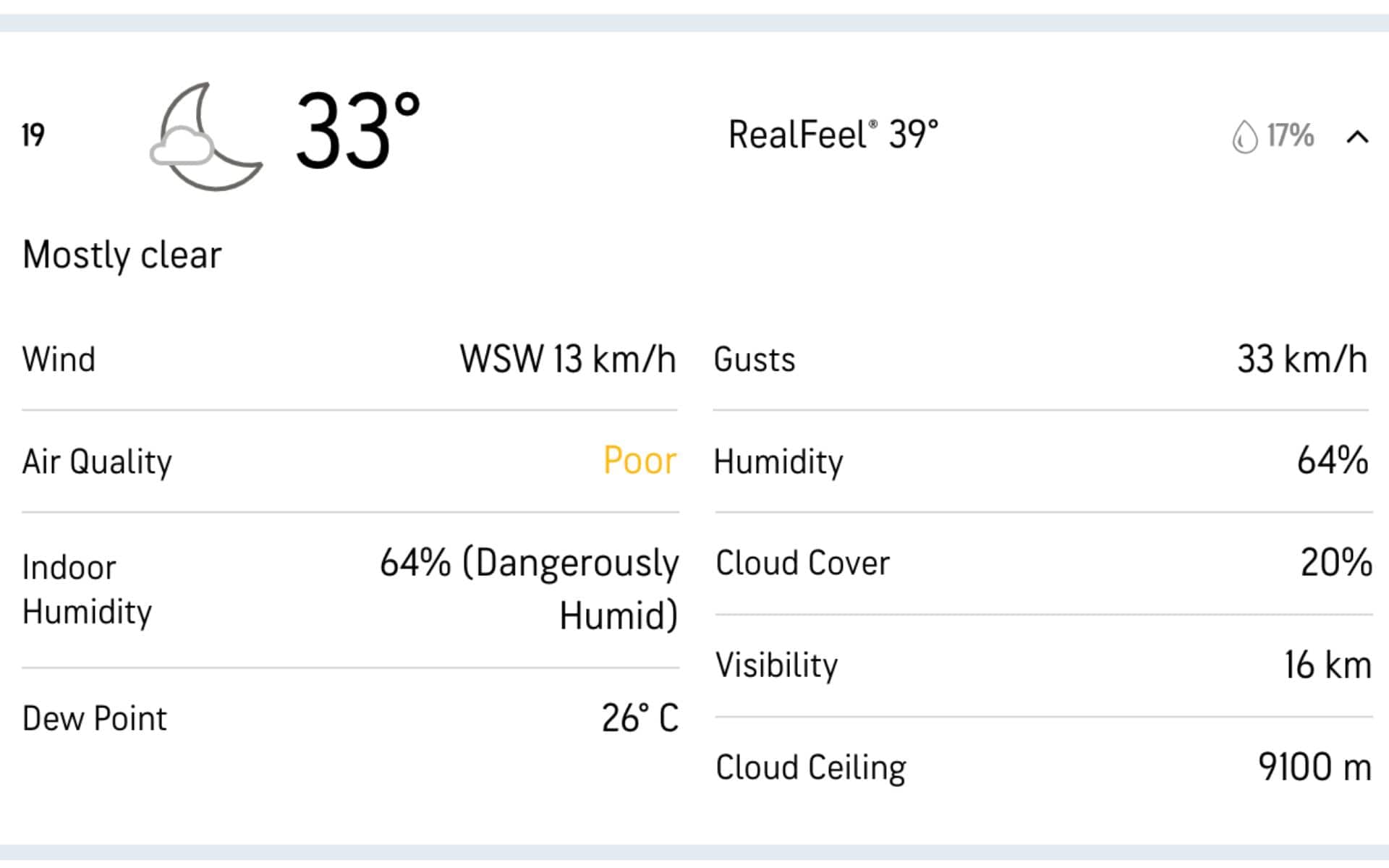 Weather Report For SRH Vs RR (Accuweather.com)