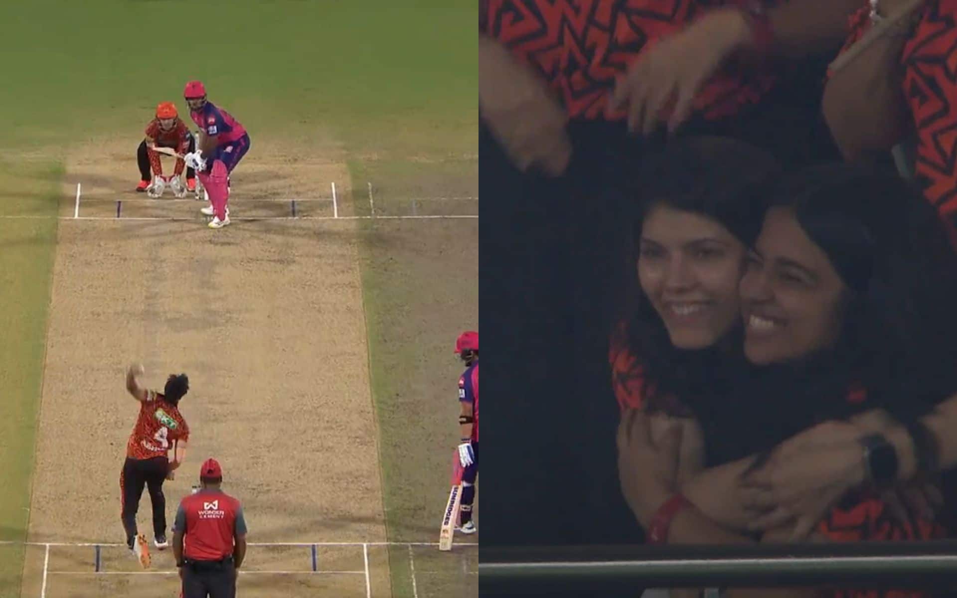Kavya Maran hugged one of her friends after Samson's wicket (X.com)