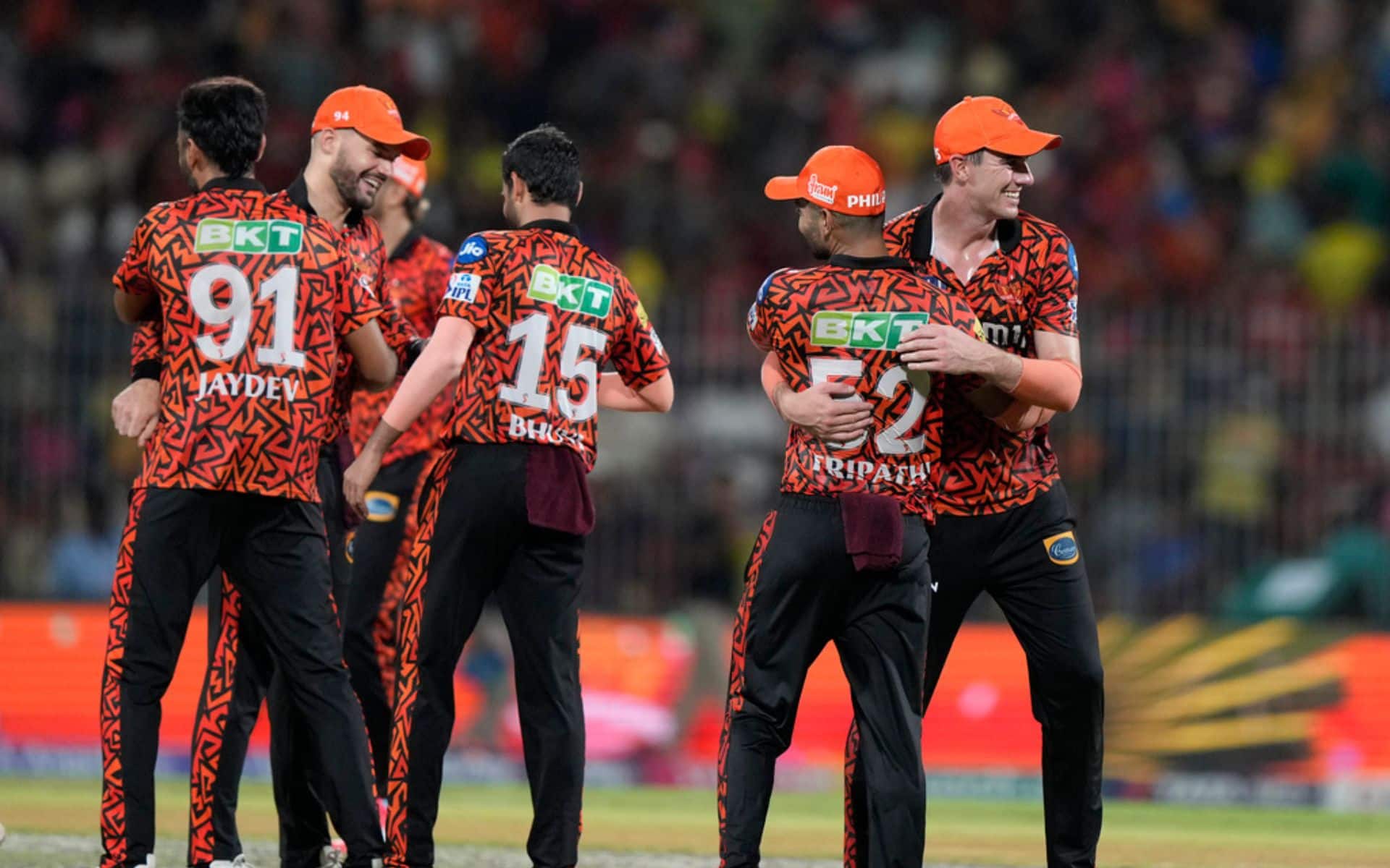SRH players congratulating each other after win vs RR (AP Photos)
