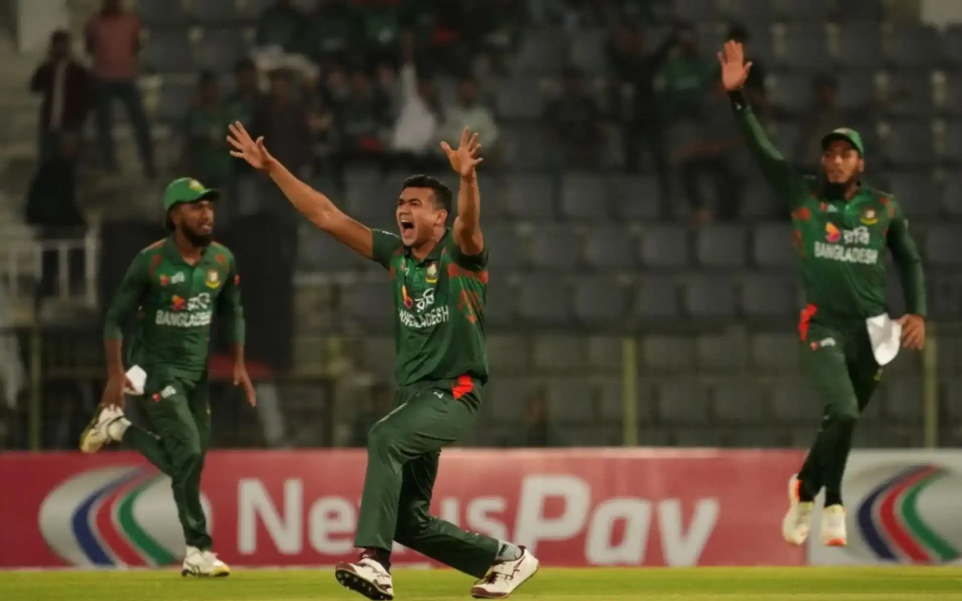 Taskin Ahmed in action for Bangladesh in March 2024 (BCB)