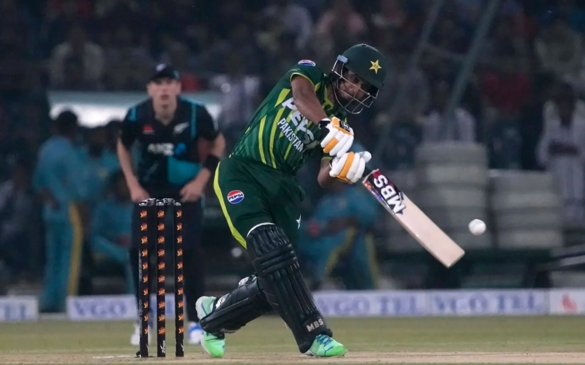 Saim Ayub in action for Pakistan in April 2024 (AP)
