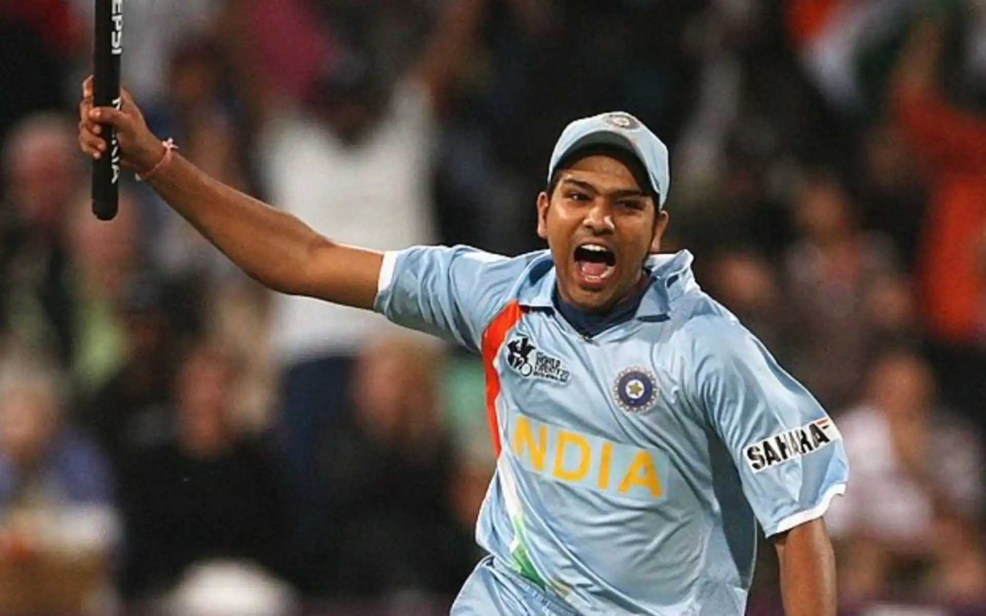 Rohit Sharma with Stumps after India's World Cup win [X.com]