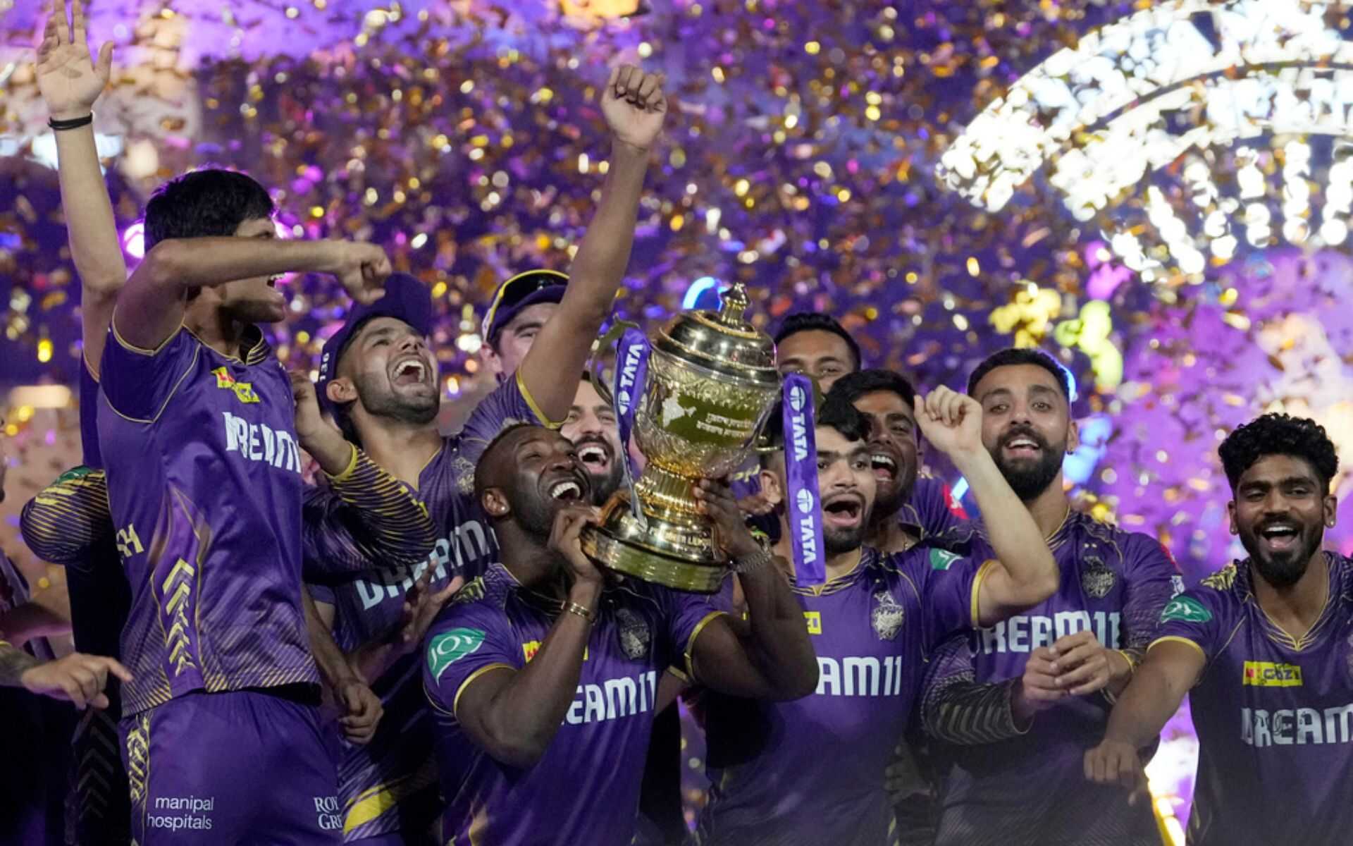 KKR with IPL 2024 trophy (AP Photo)