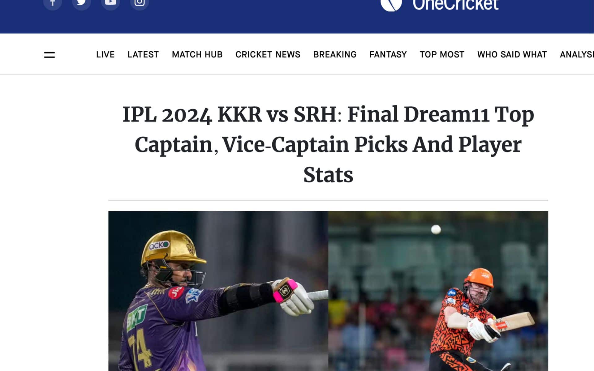 OneCricket's top captain and vice-captain articles [OneCricket]