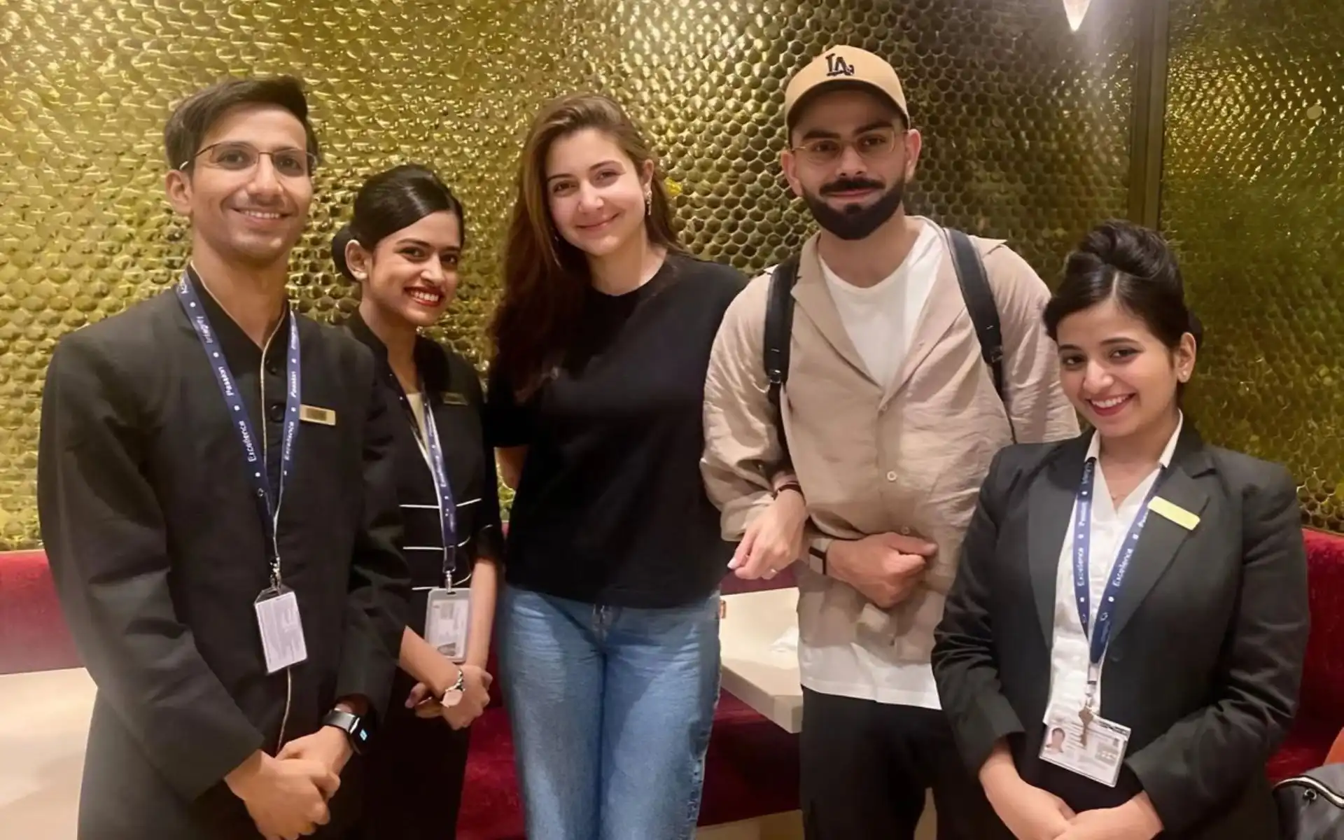 Anushka Sharma, Virat Kohli Pose With Airport Staff Before Flight To New York