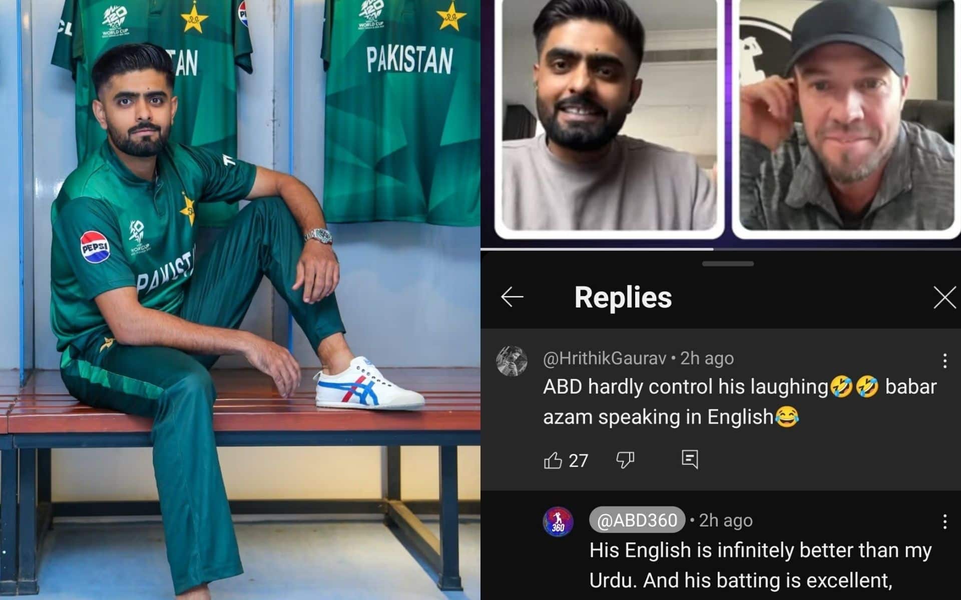AB de Villiers steps up to stop Babar Azam's troll for language (X.com)