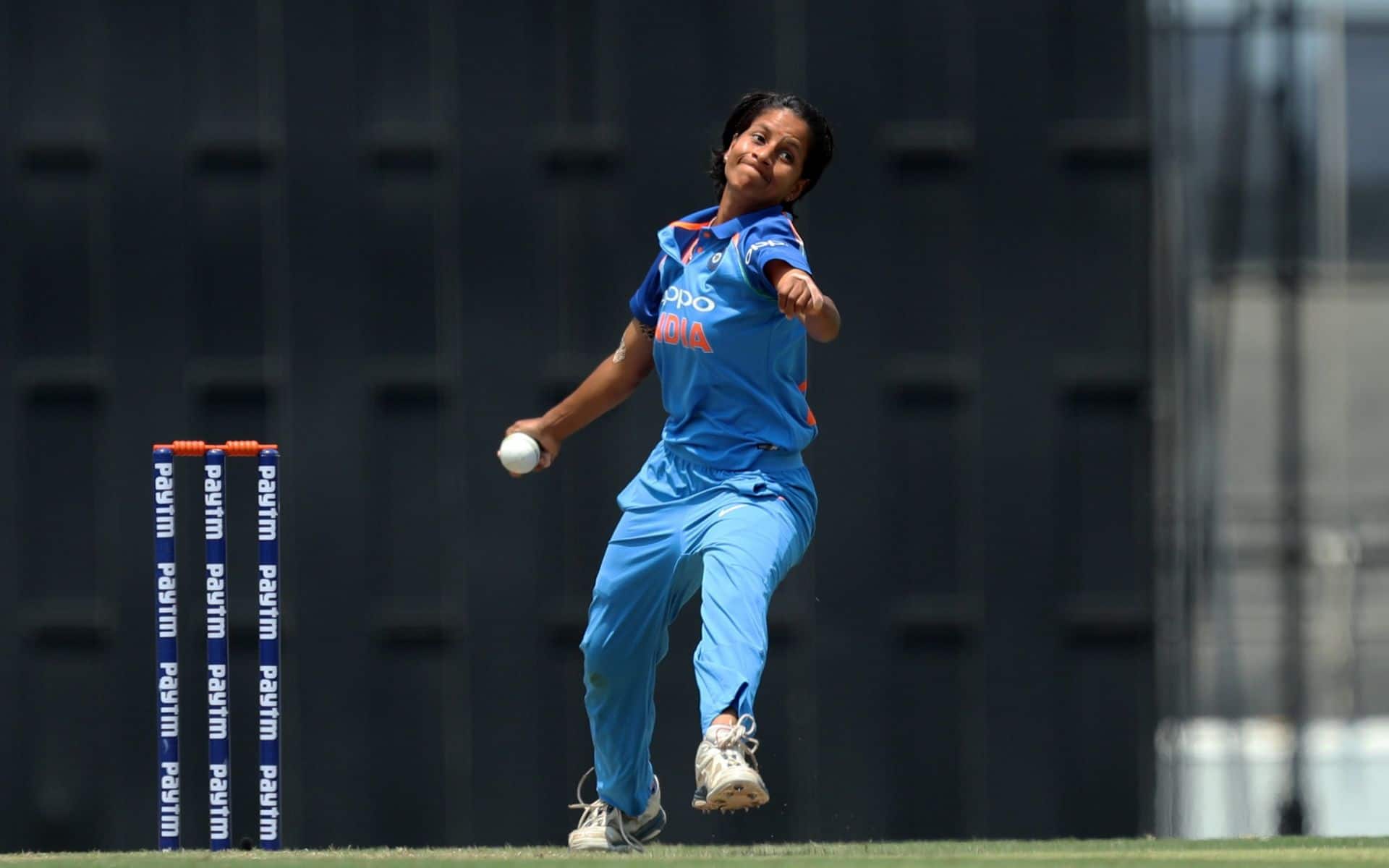 Poonam Yadav bowling her decisive leg-breaks (x.com)
