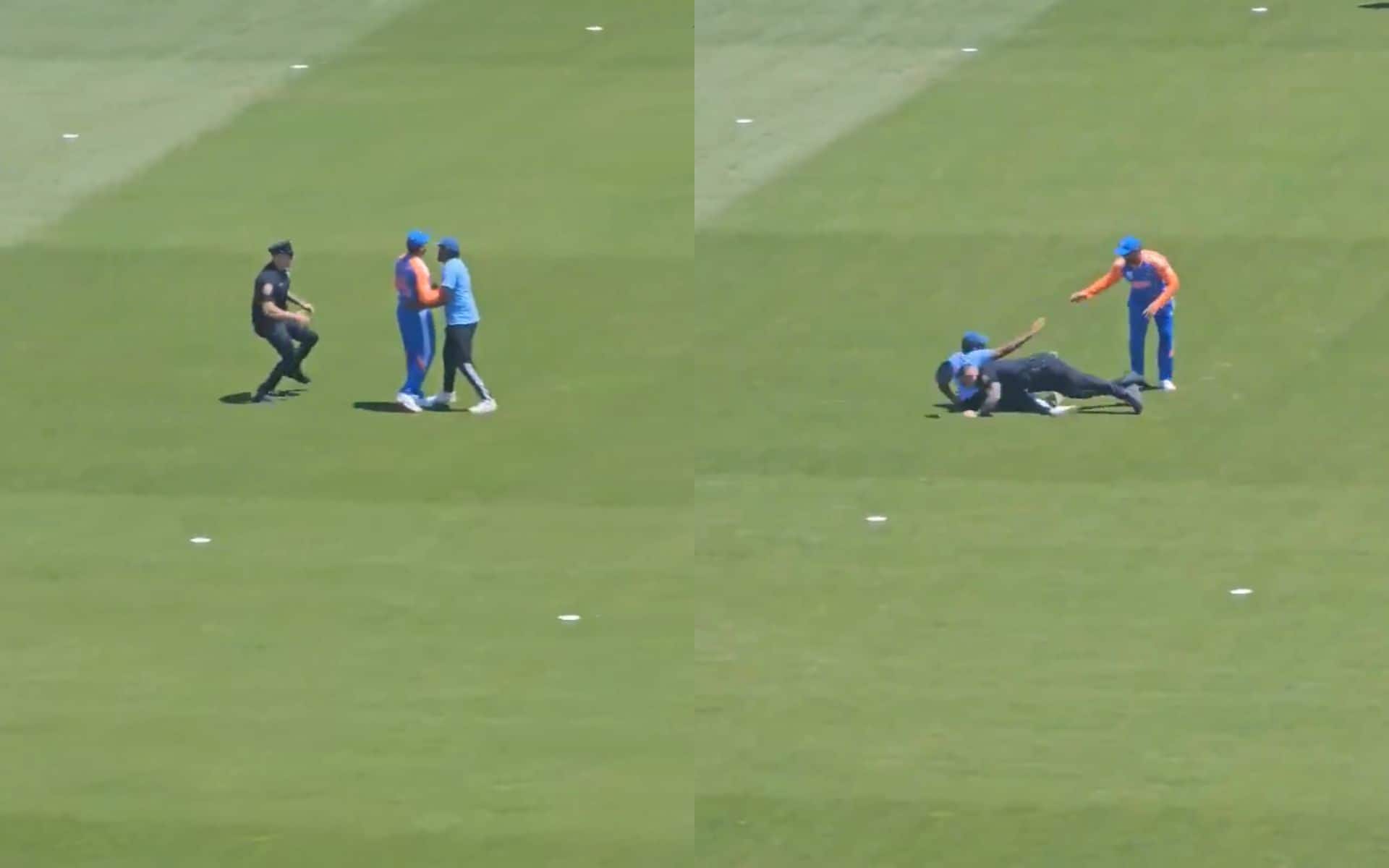 Rohit Sharma asks US Police to be gentle with pitch invader (X.com)