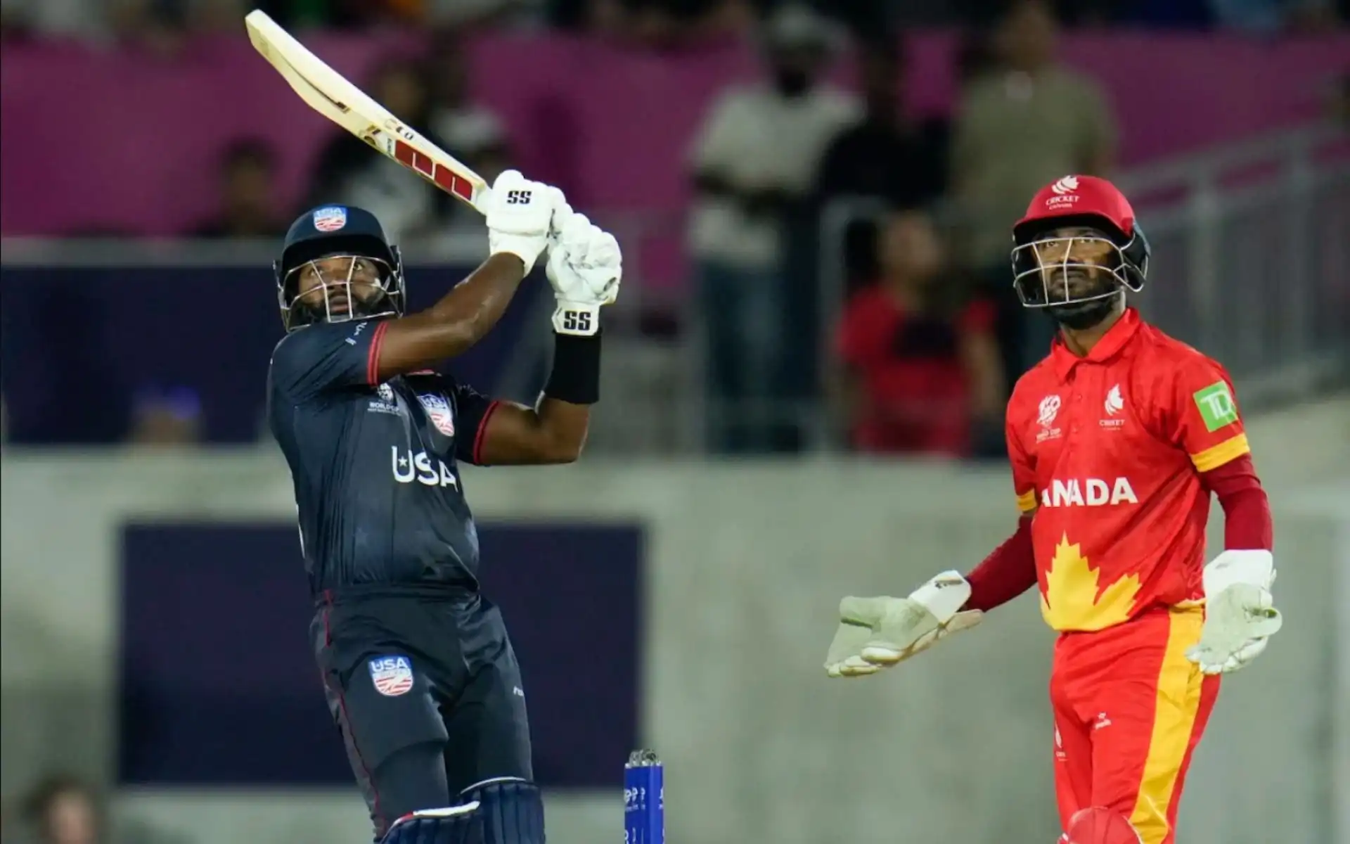 Aaron Jones in action during his whirlwind 94* against Canada (AP)