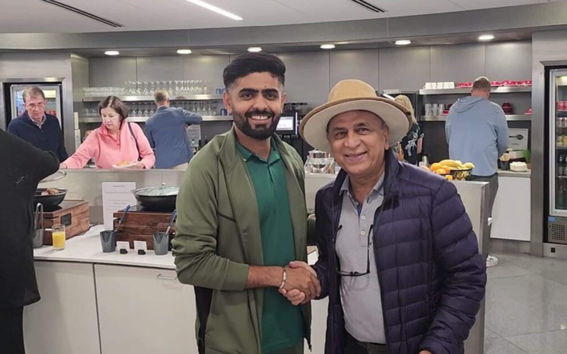 Babar Azam with ex-Indian cricketer Sunil Gavaskar in New York (X.com)