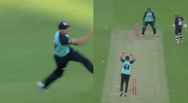 Sean Abbott hits the stumps with a bullet throw [X.com]