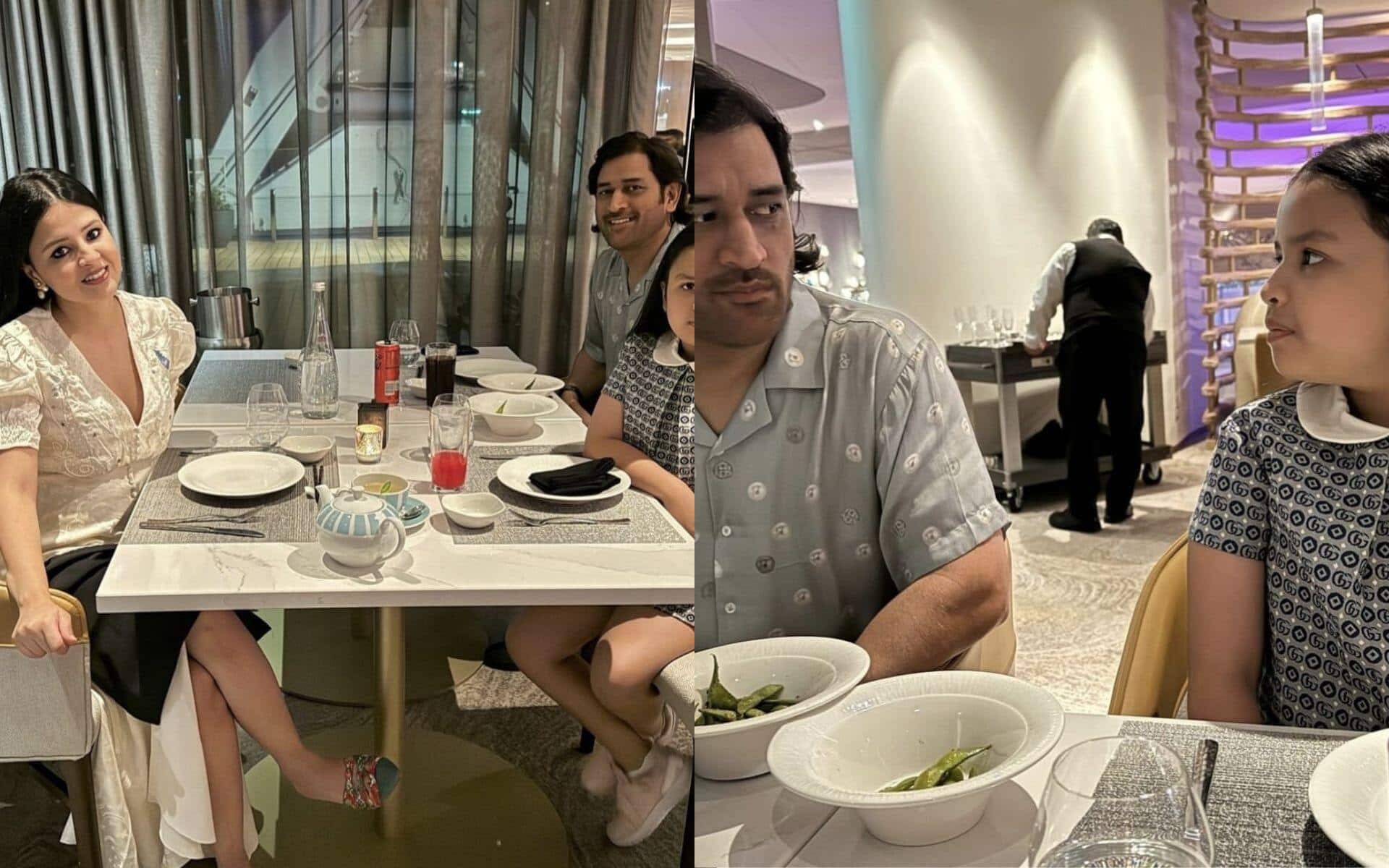 MS Dhoni seen with wife Sakshi and daughter Ziva [Instagram @sakshidhoni]