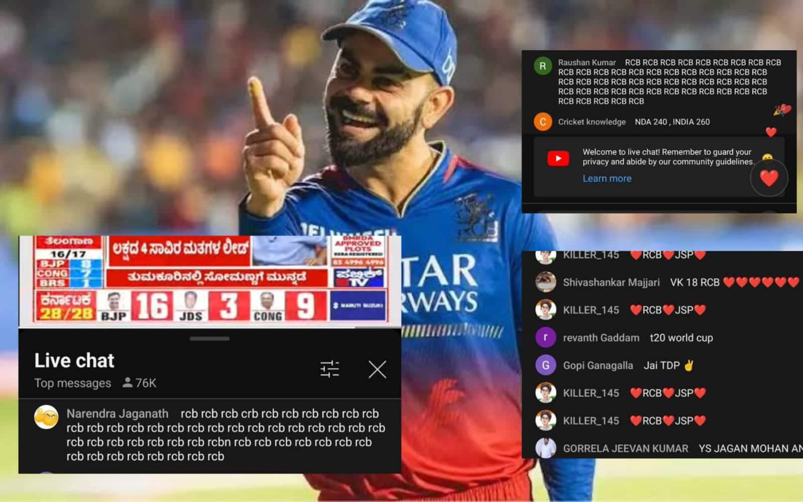 RCB Fans Spam Comment Section On Social Media As NDA Clinches Sab Sabha Election 2024
