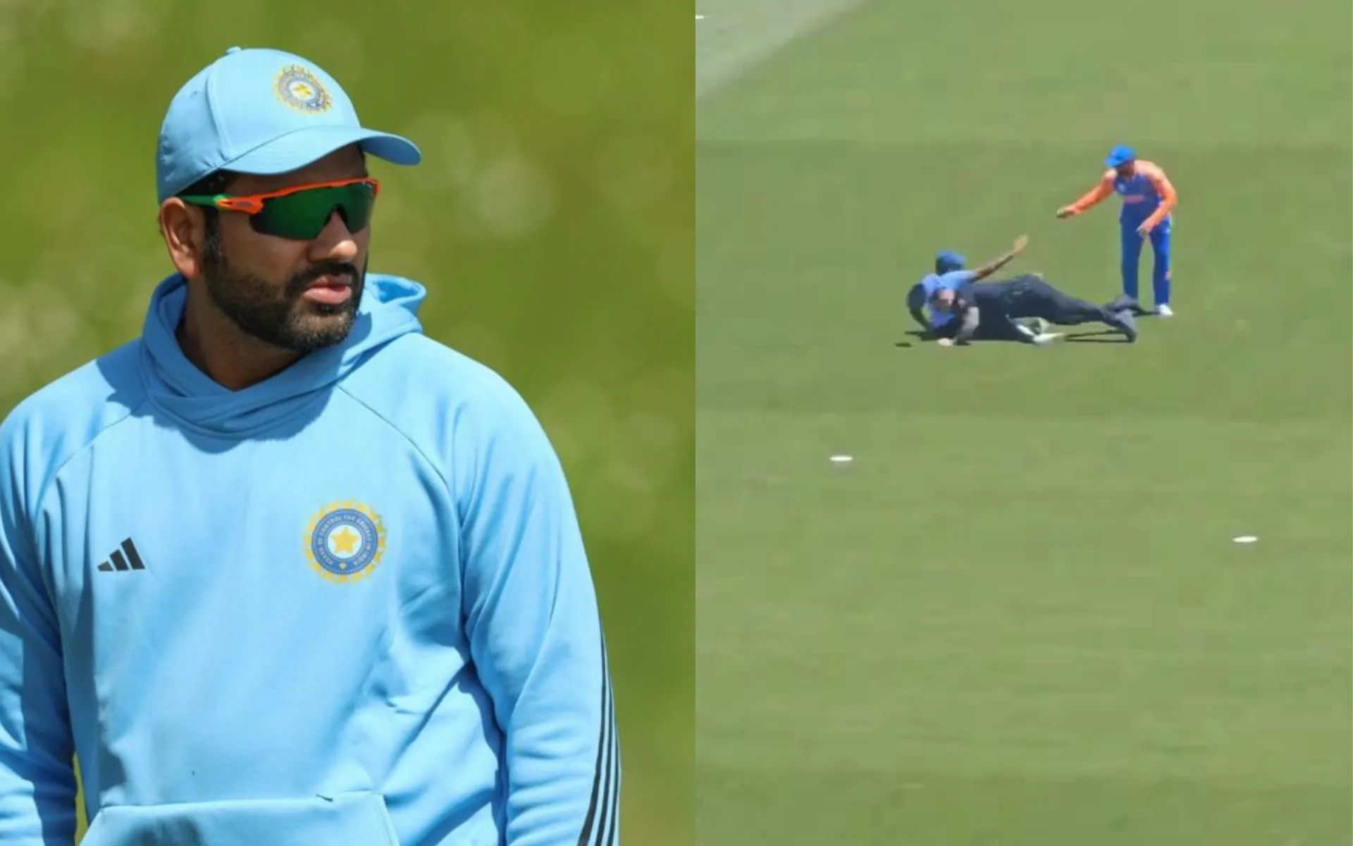 Rohit Sharma was troubled by pitch invader in the warm-up game (X.com)
