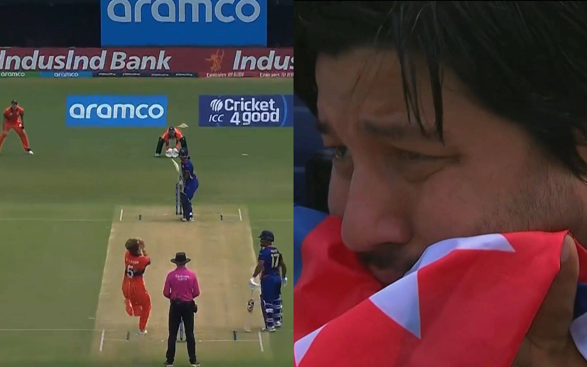 Nepal fan cries after Dipendra Singh Airee's wicket vs NED (x.com)