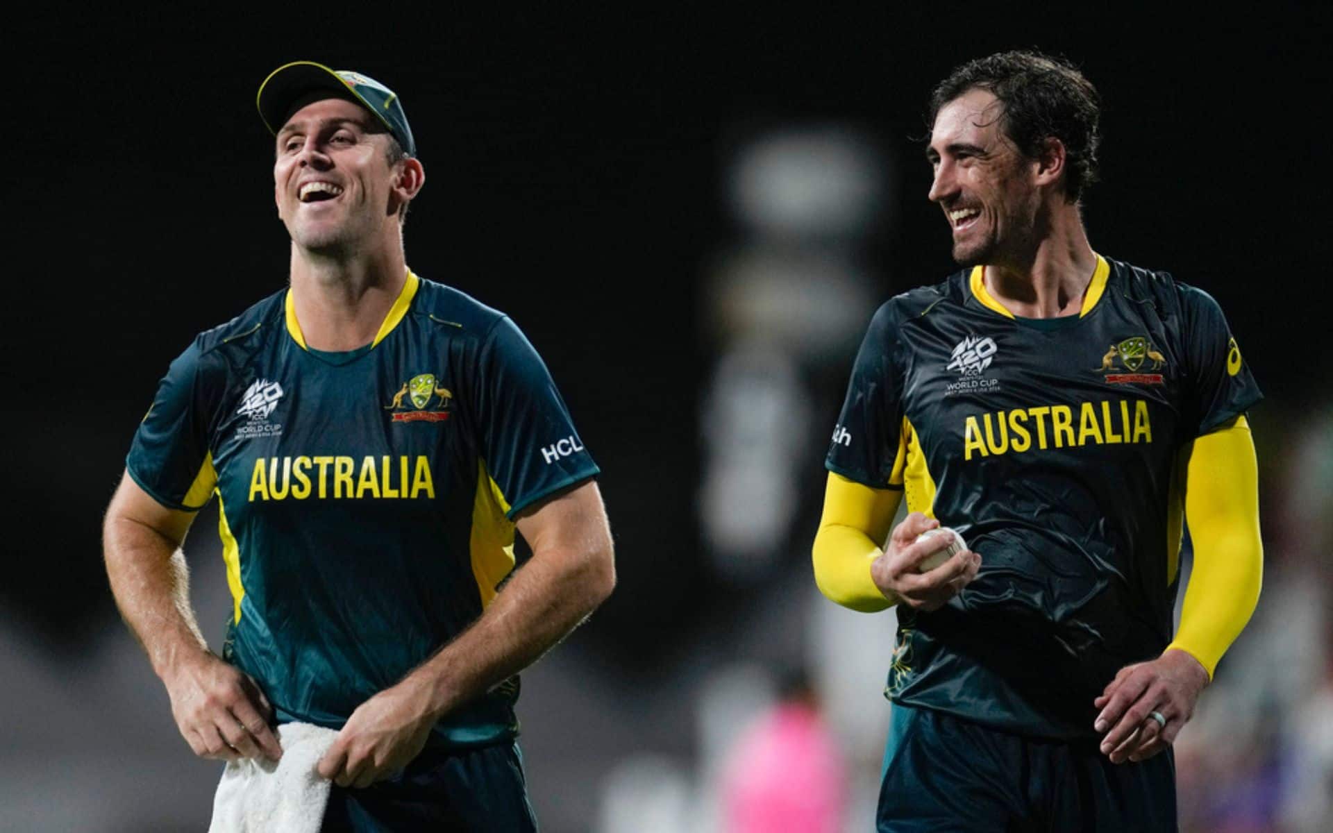 Mitchell Marsh and Mitchell Starc during the game vs Oman [AP Photos]