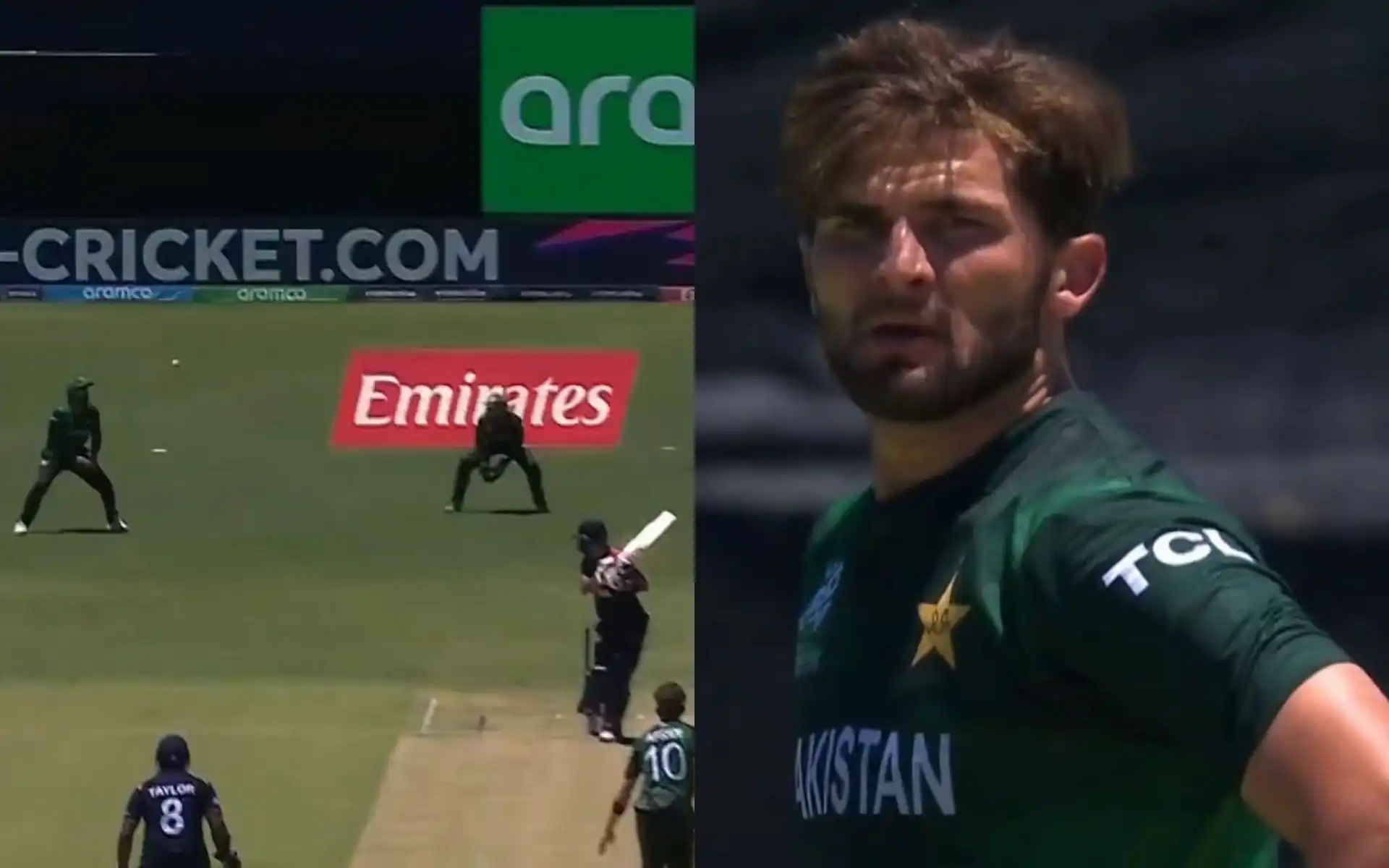 Shaheen Afridi's reaction after Iftikhar Ahmed put little effort vs USA (X.com)