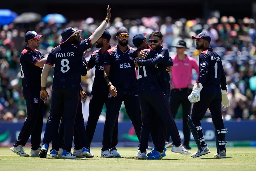 USA all smiles as they defeated the Pakistan in a super over (AP Photo)