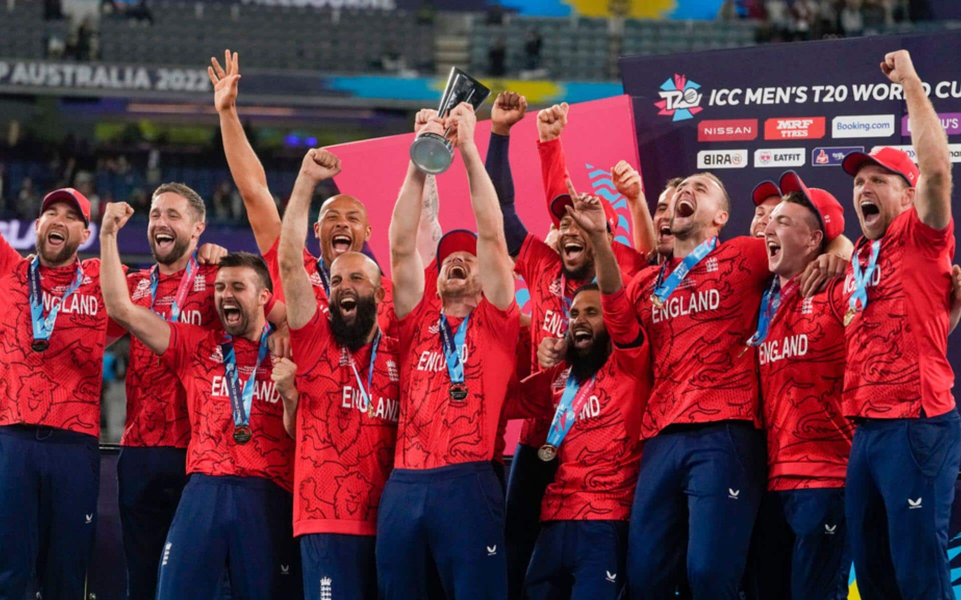 England lifted the T20 World Cup trophy in Melbourne in 2022 (AP)
