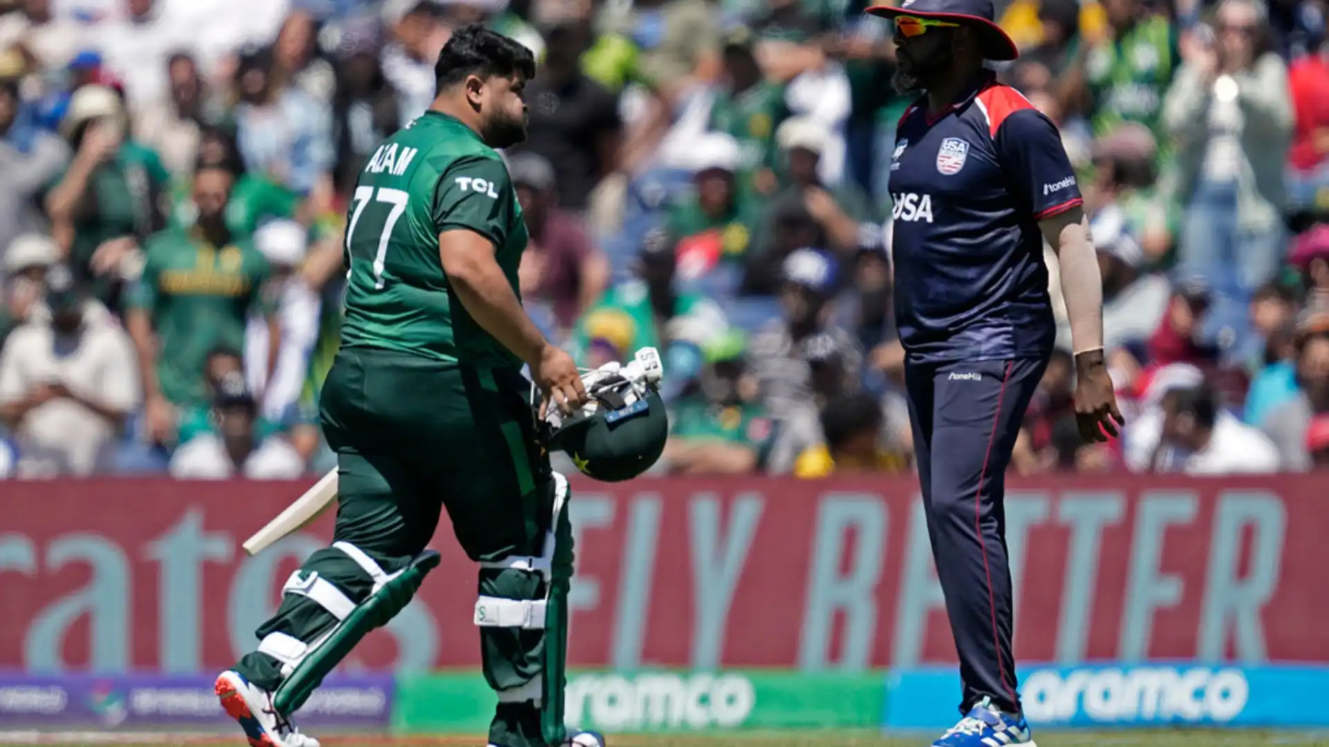 Azam Khan was dismissed for a duck vs USA [AP]