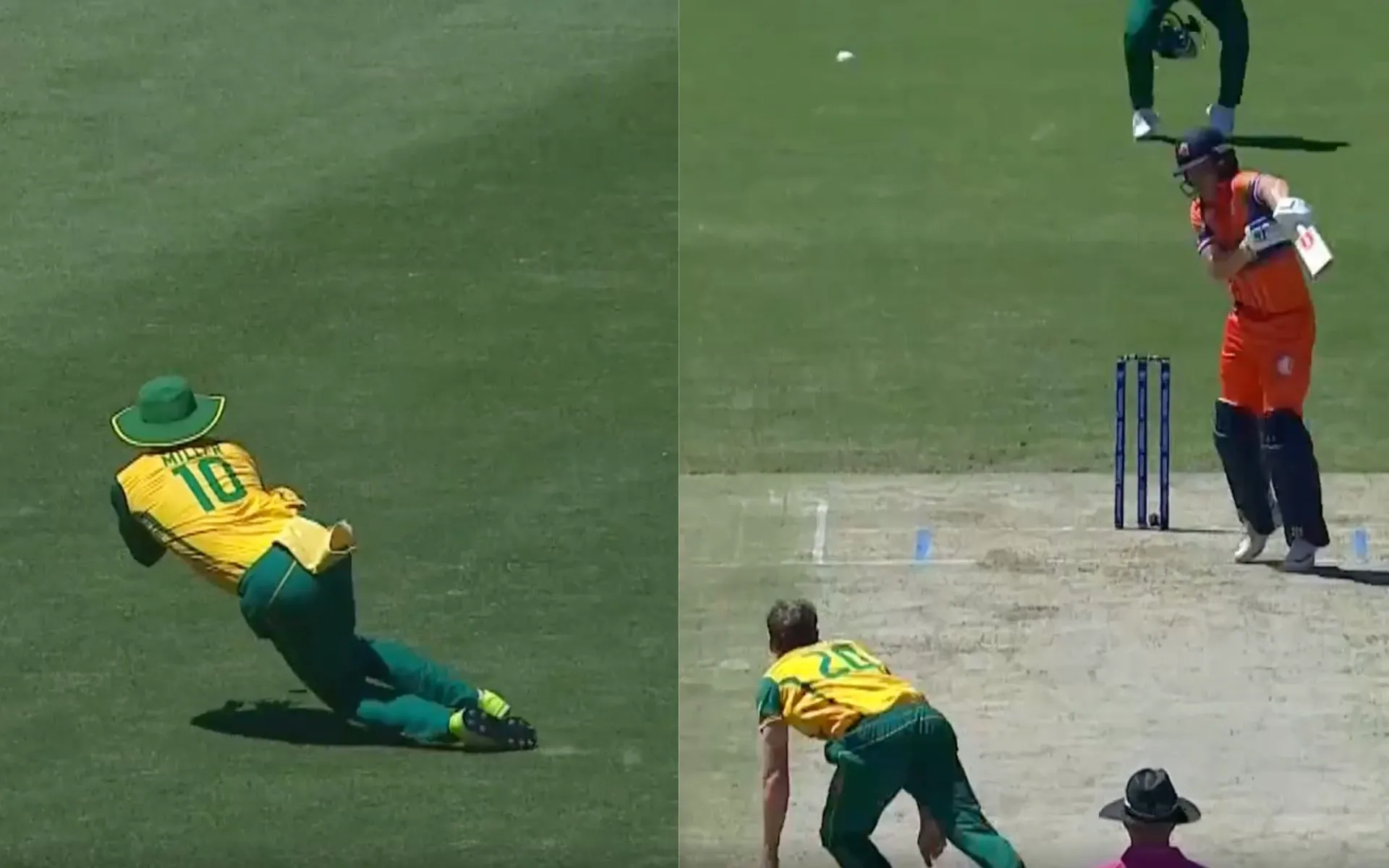 Miller took a stunning catch to dismiss Bas de Leede (X.com)
