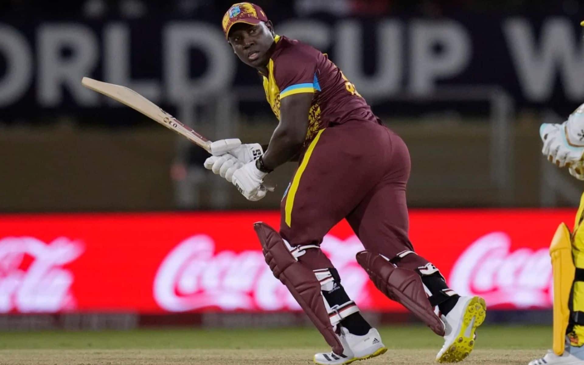 West Indies captain Rovman Powell in action against Uganda at the 2024 T20 World Cup (AP Photos)