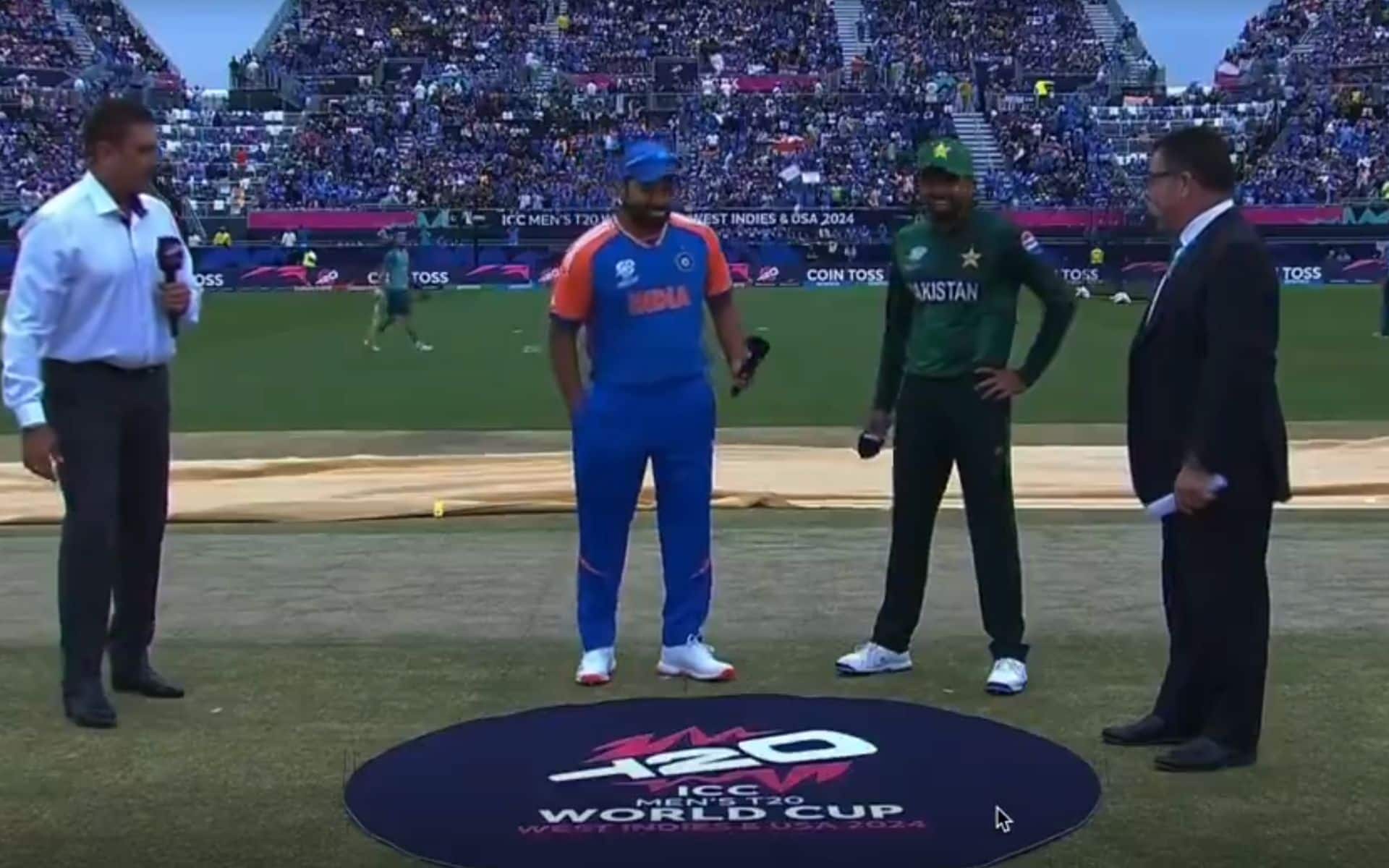 Rohit and Babar during the toss (X.com)
