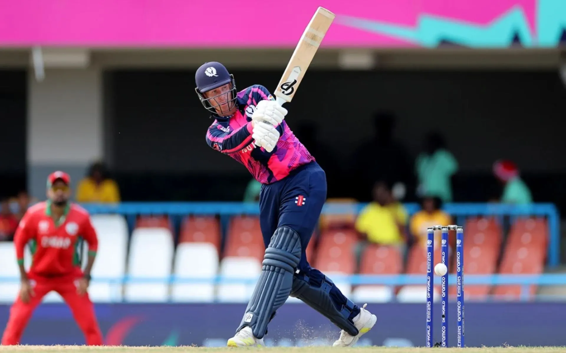 Brandon McMullen in action against Oman at the 2024 T20 World Cup (x.com)