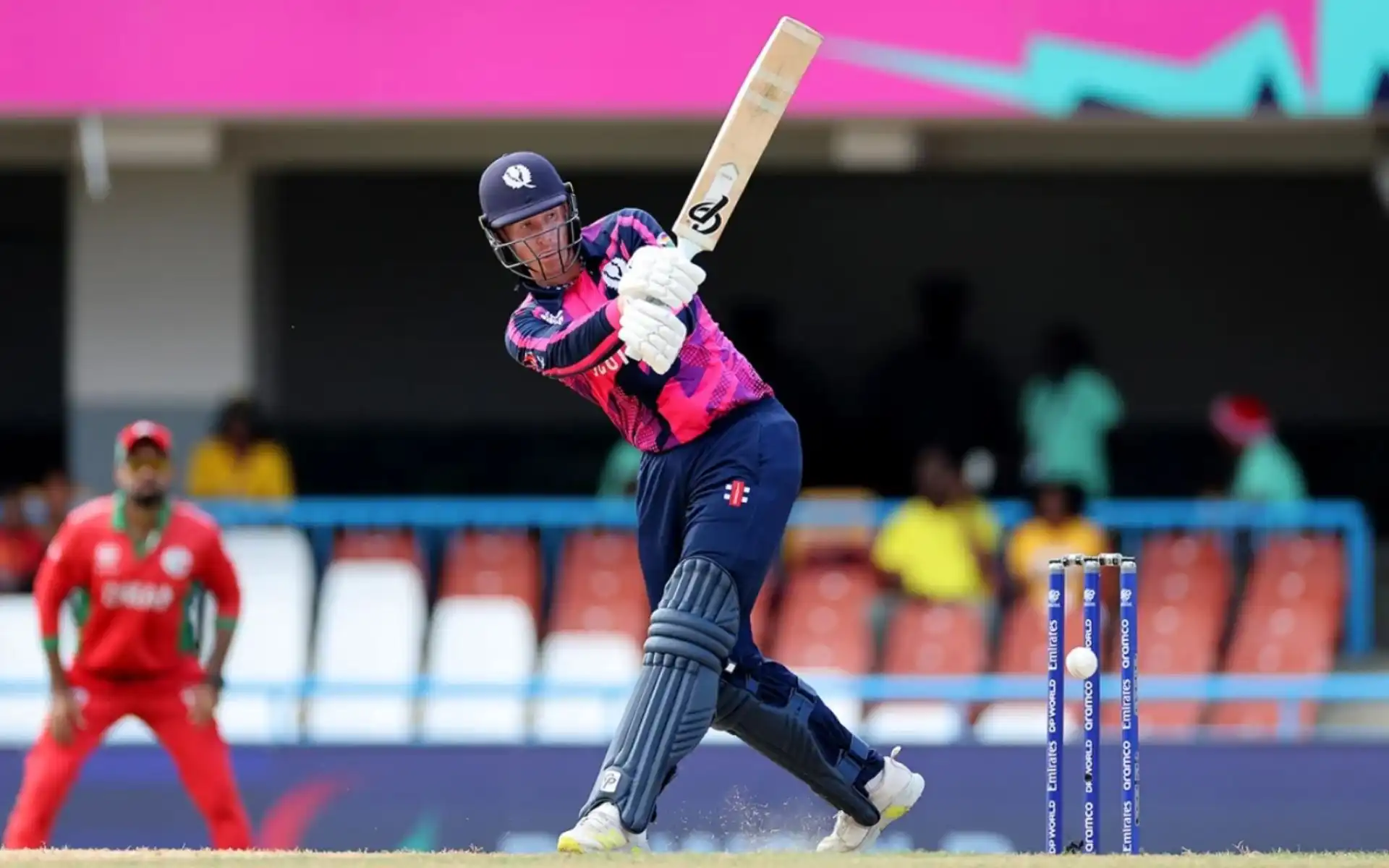 Brandon McMullen in action against Oman at the 2024 T20 World Cup (x.com)