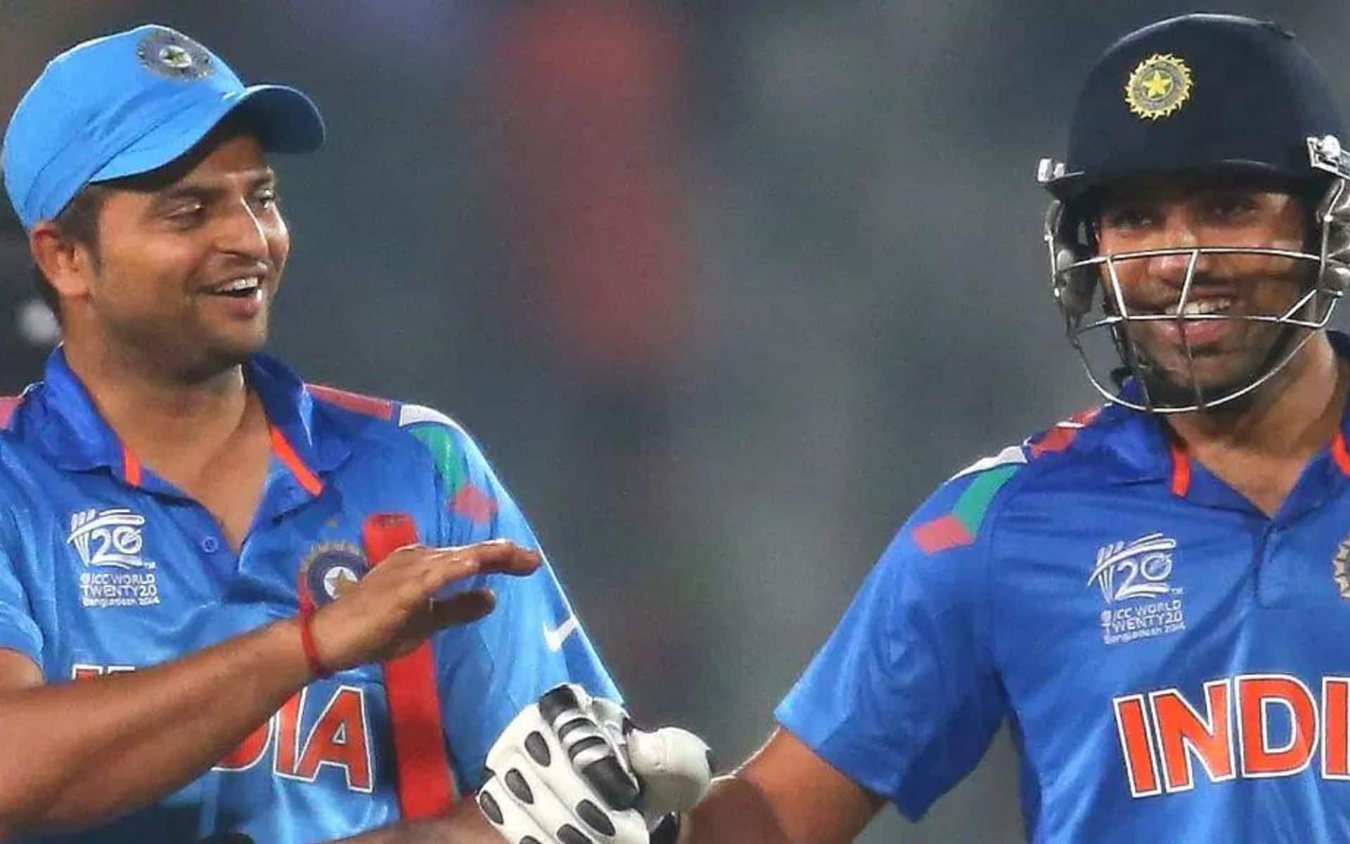 Suresh Raina and Rohit Sharma playing for India [X]
