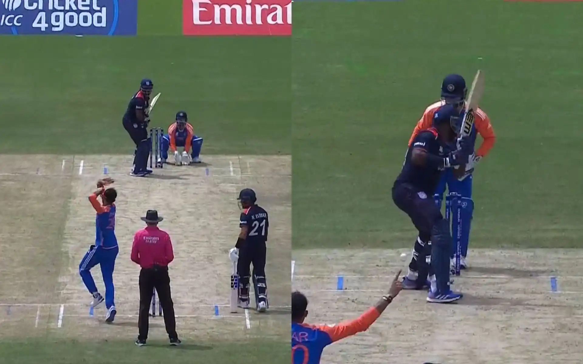 Axar Patel cleaning up USA's Steven Taylor (X.com)