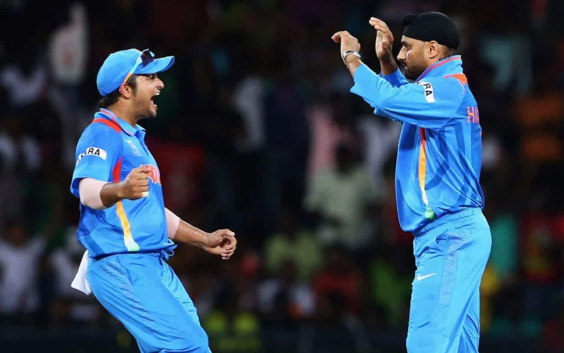 Harbhajan Singh celebrating an English wicket in the 2012 T20 World Cup (x.com)