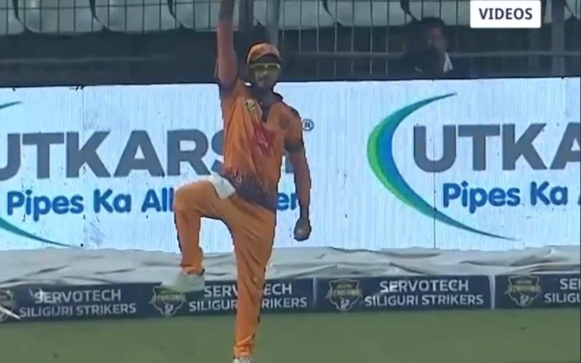 Abhishek Das celebrating his catch against Medinipur Wizards (x.com)